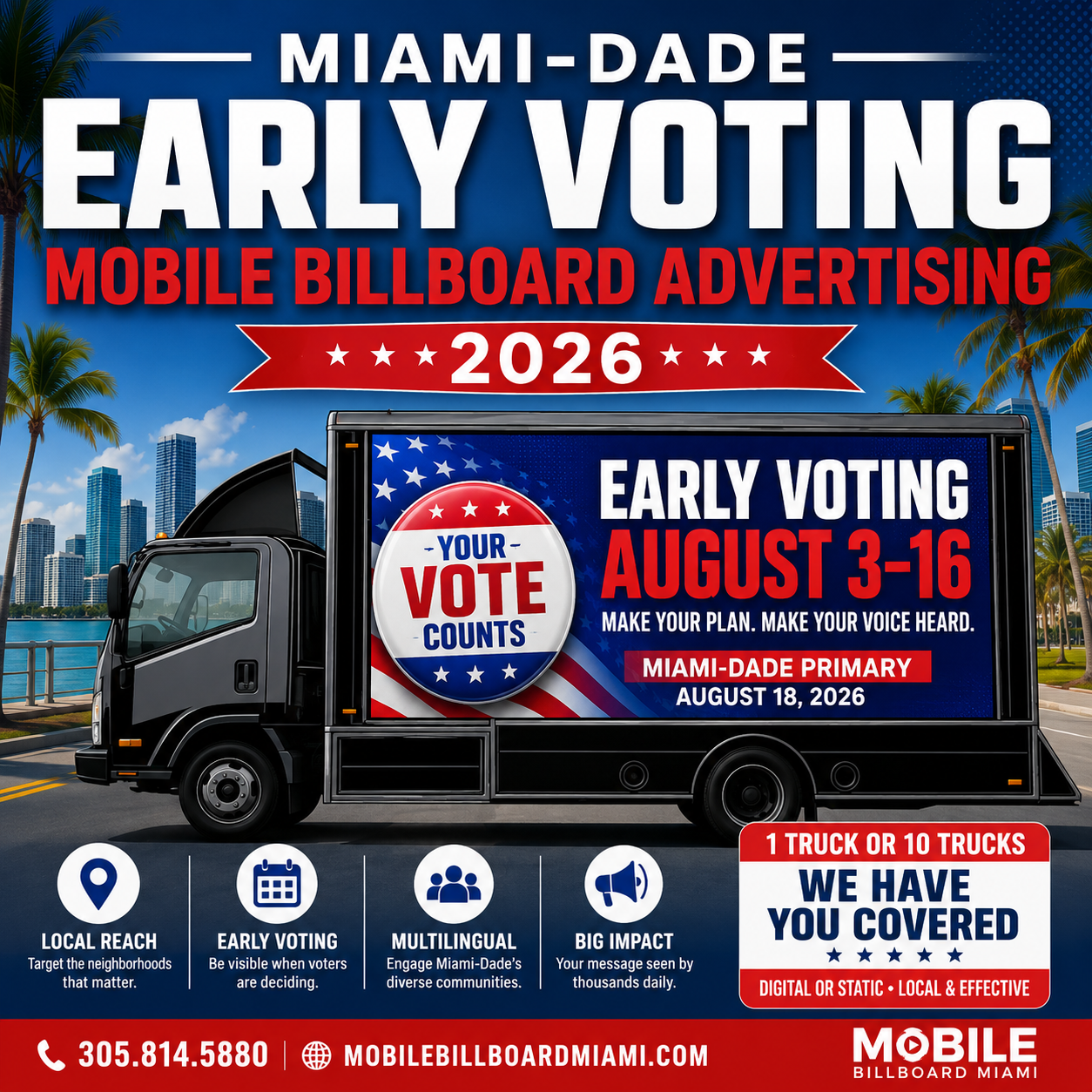 Miami-Dade Early Voting Mobile Billboard Advertising | 2026
