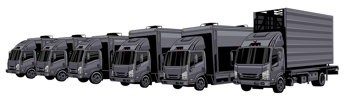 Lineup of mobile billboard truck configurations