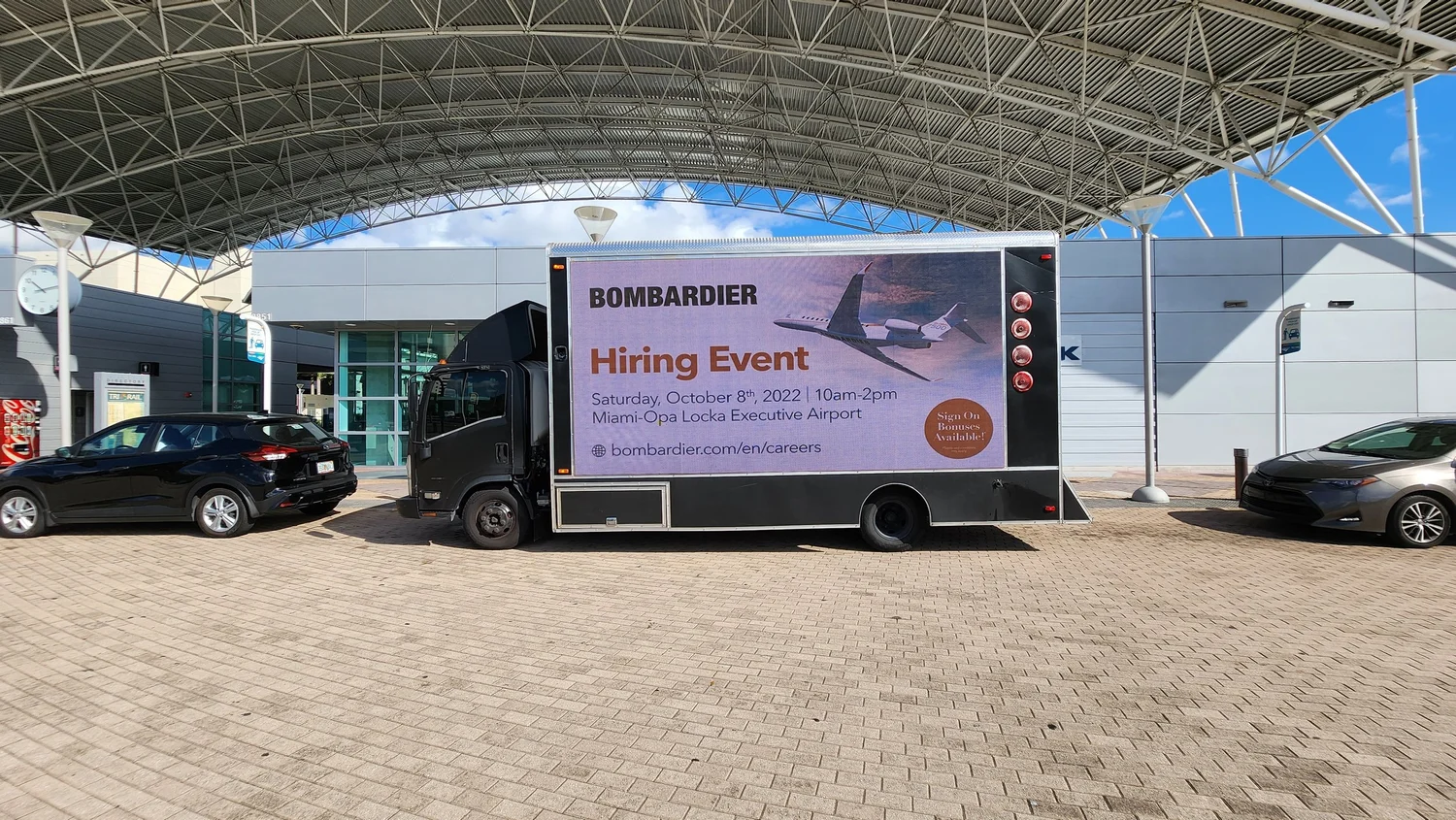 Digital billboard truck promoting a hiring event