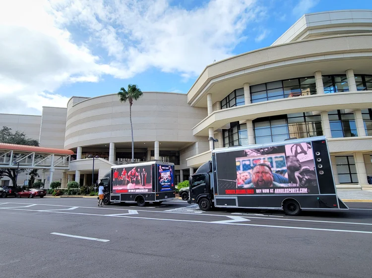 Digital mobile billboard truck outside the Orange County Convention Center in Orlando