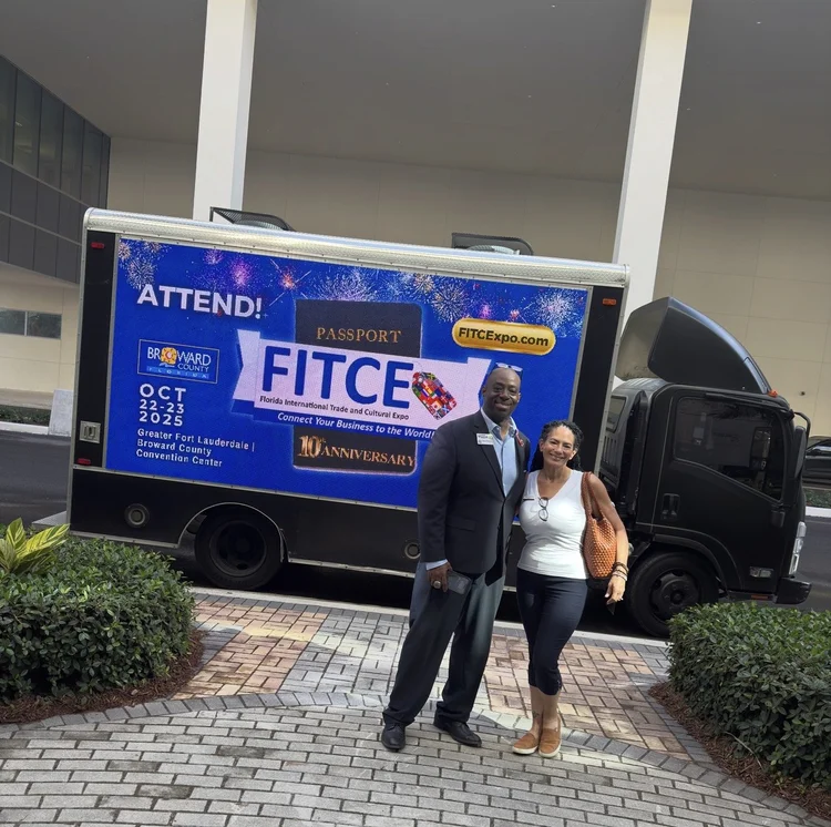 Mobile Billboard Miami truck at the FITCE trade event in South Florida