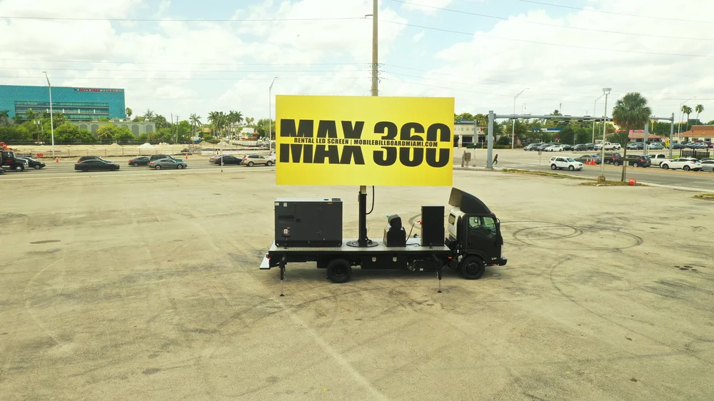 Large outdoor LED digital display screen on the MAX 360 mobile unit