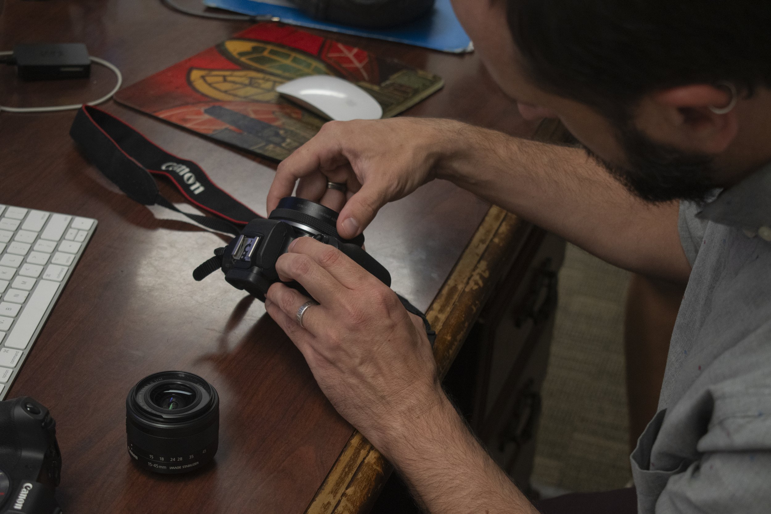 Part of Mr. Petersen's job is to not only teach his students the basics of photography and Photoshop, but also to teach them about their cameras, especially when they are not working as they should.