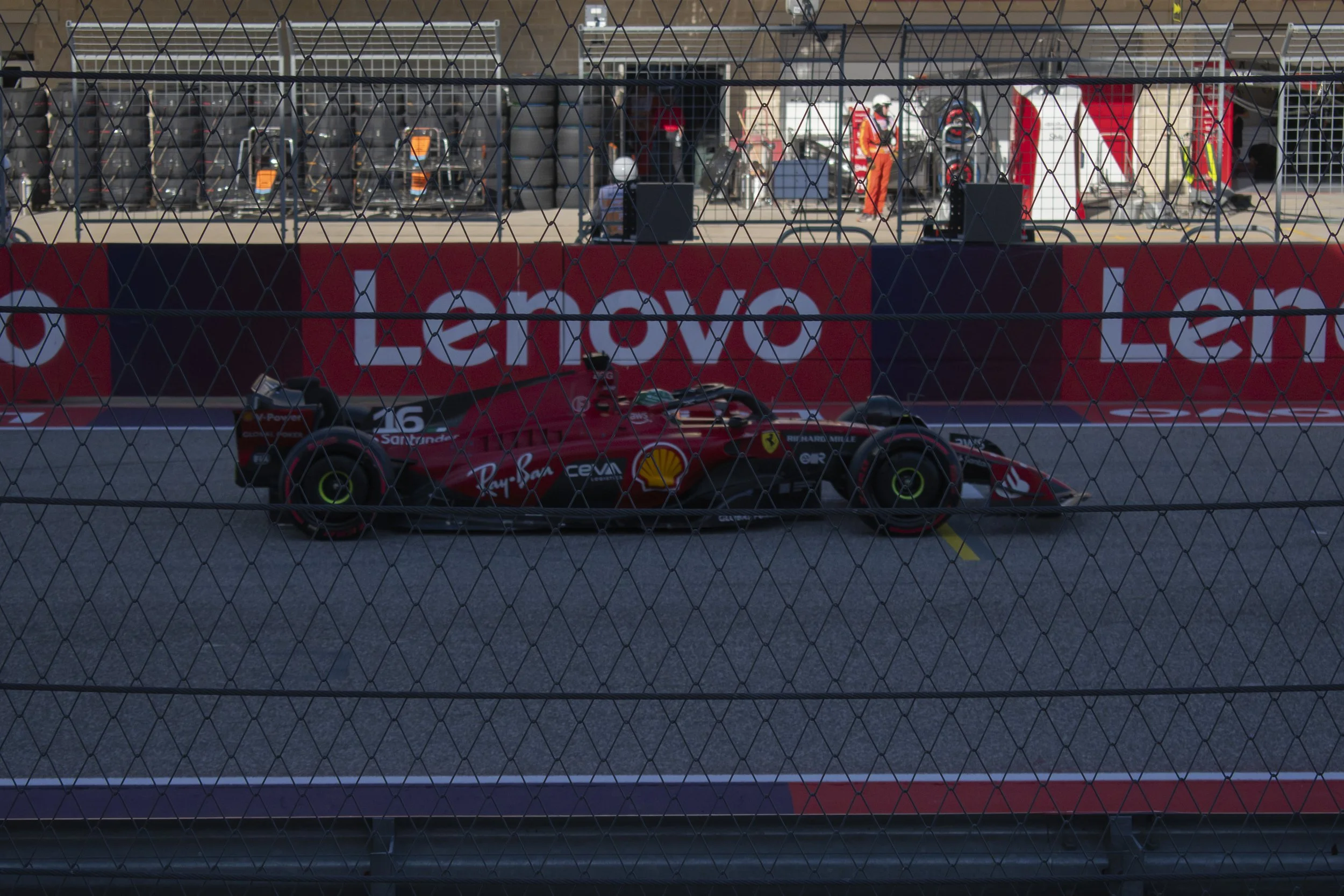 Charles Leclerc drives for the Ferrari Formula 1 team. He finishes his last lap of the qualifier race and starts on pole position on Sunday's race in the Austin Grand Prix.