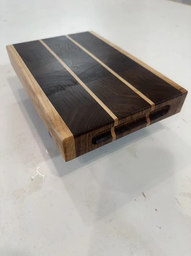Walnut and maple end grain cutting board