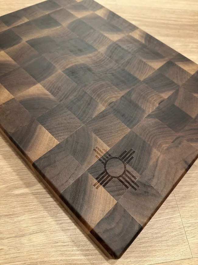 12"x15"x1.5" End Grain Cutting Board w/ NM Zia Engraving