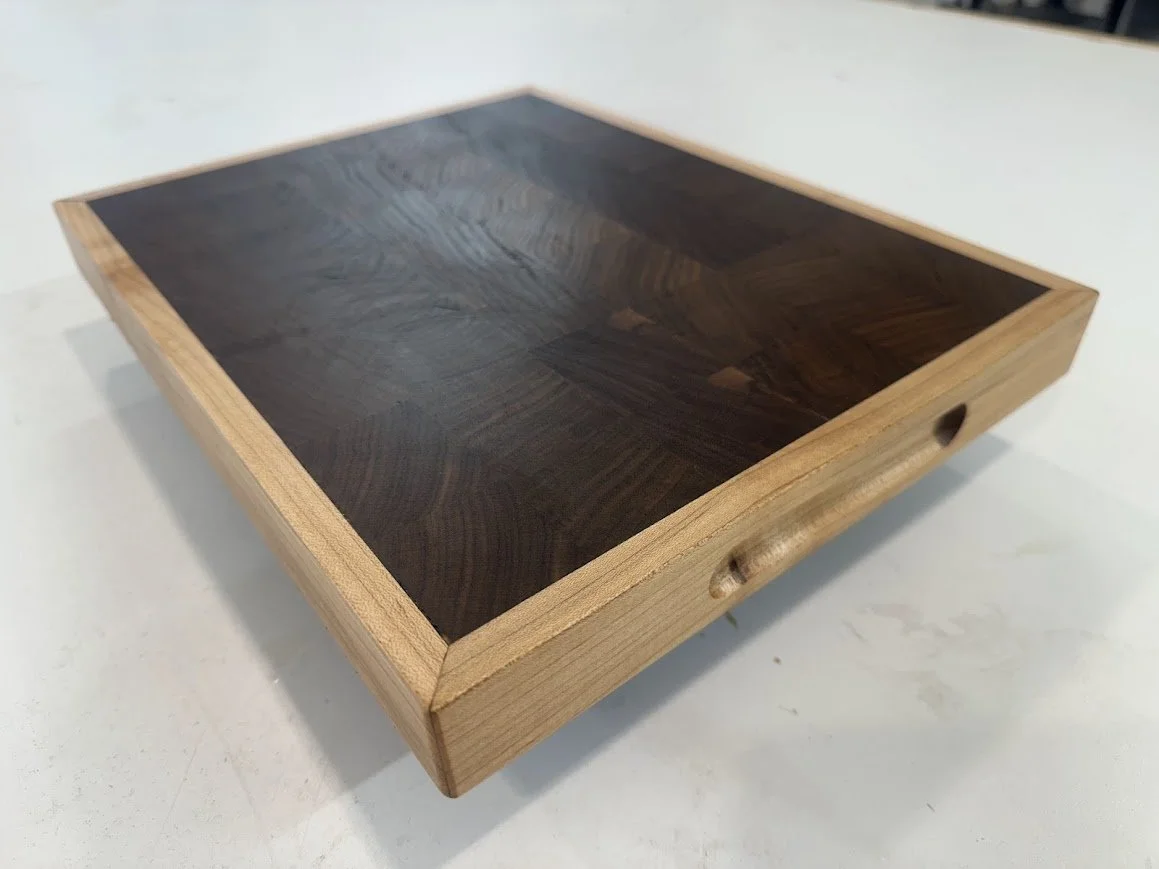 Walnut and maple end grain cutting board