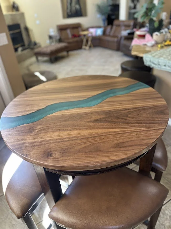 36" Round Walnut Epoxy River Table