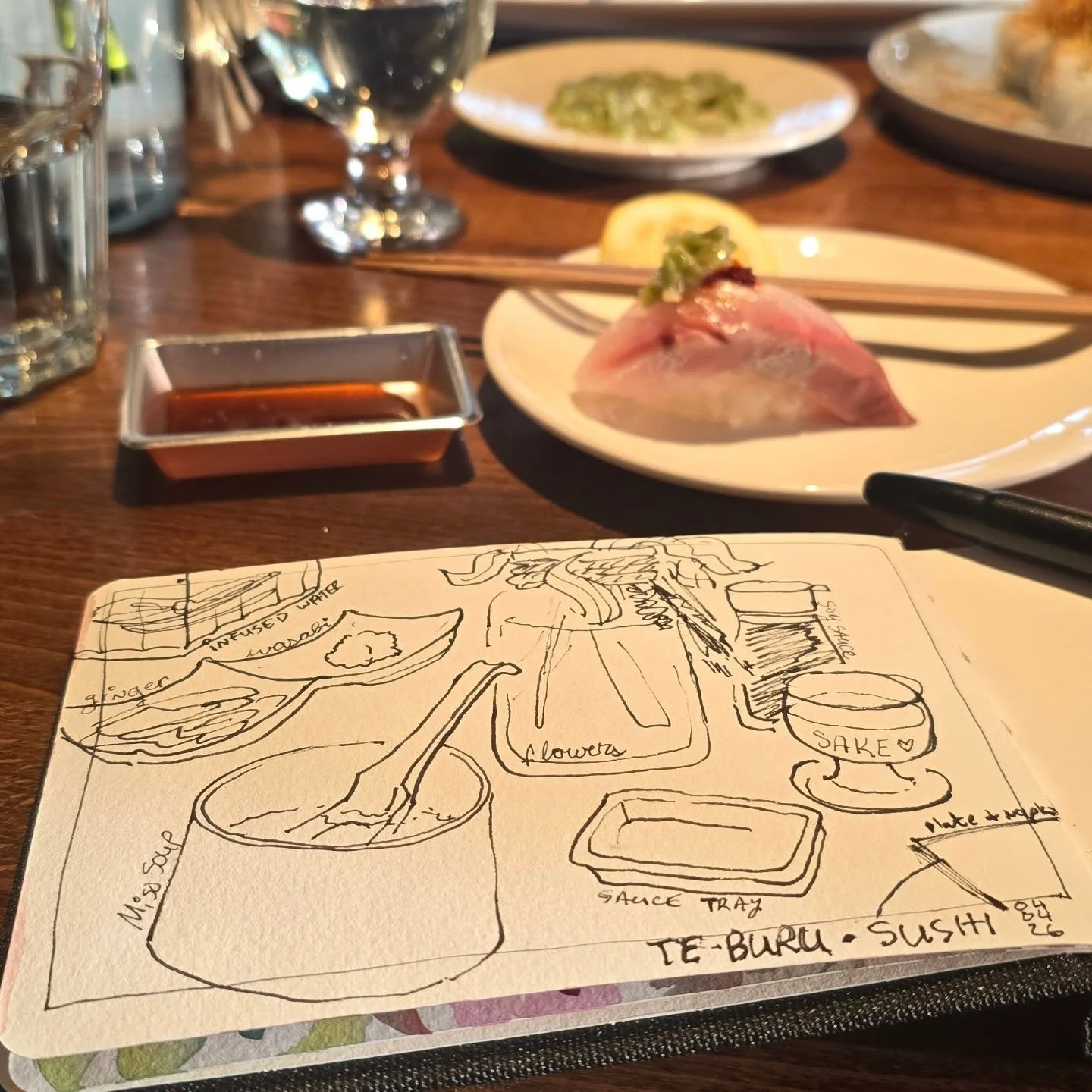 you get linework today... I'm busy enjoy sushi. #pleinairpril #nomnomnom