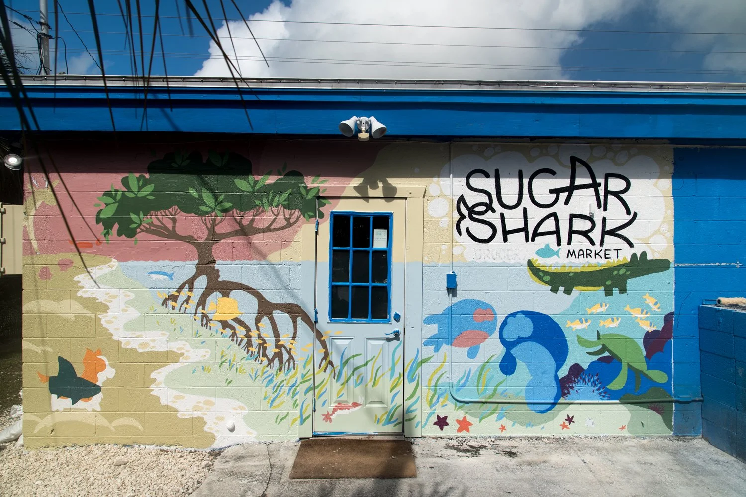 Sugar Shark back wall mural in progress