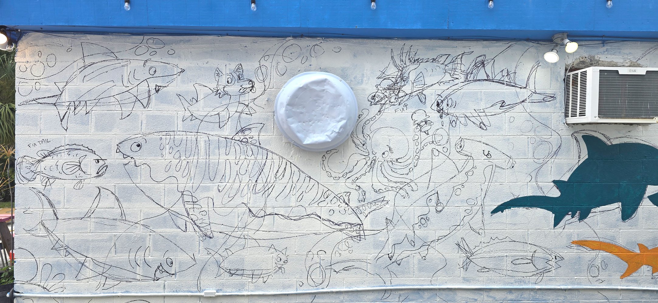 Sugar Shark s.ide wall mural: under-drawing