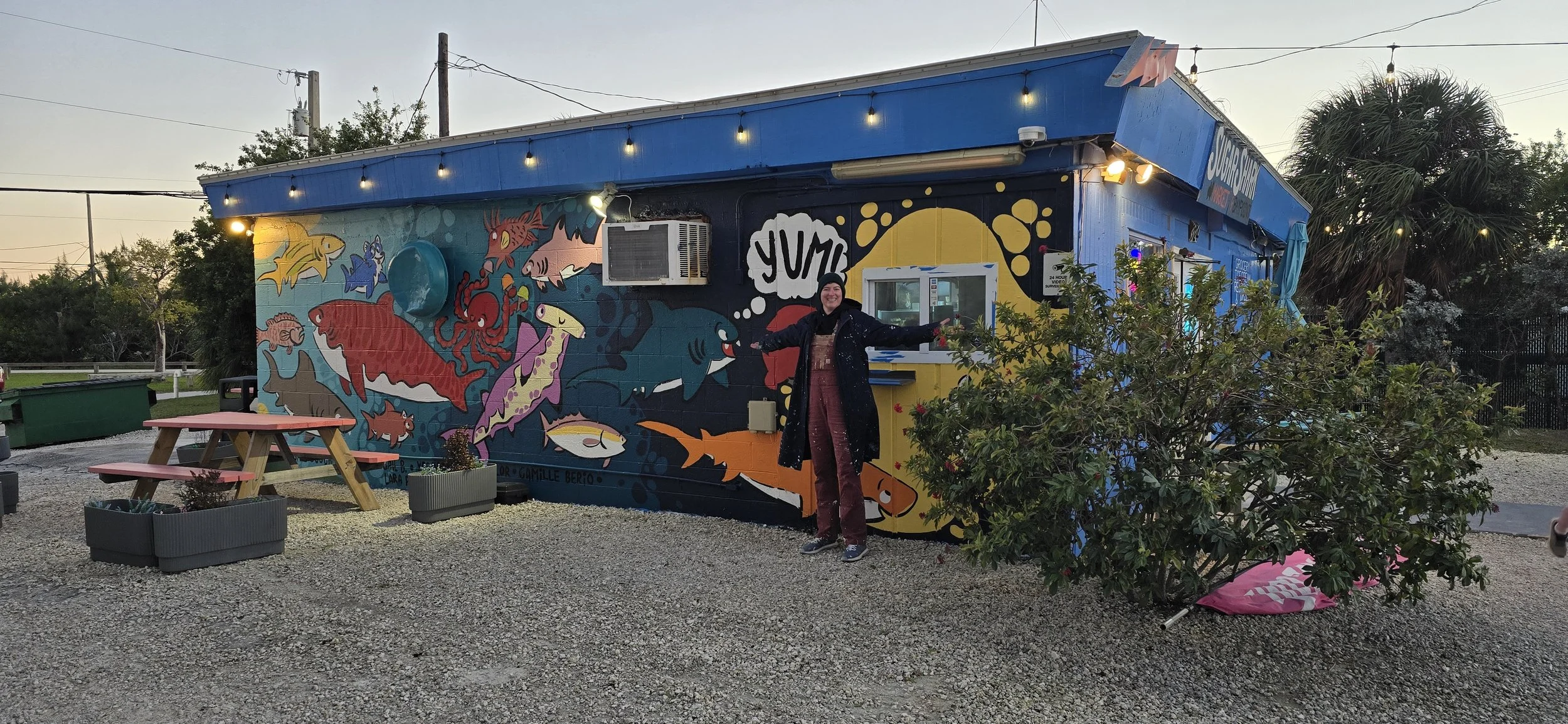 Completed mural with artist 