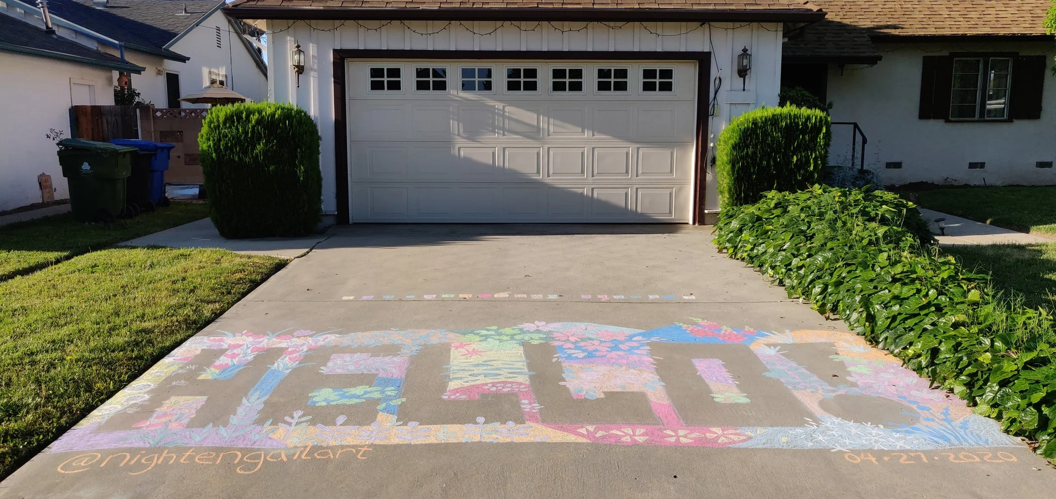 Driveway chalk mural to connect with community during Covid