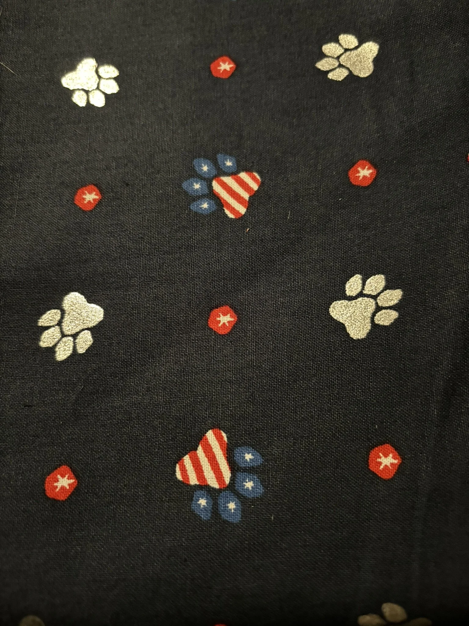 Dog Paws Patriotic Blue Cotton