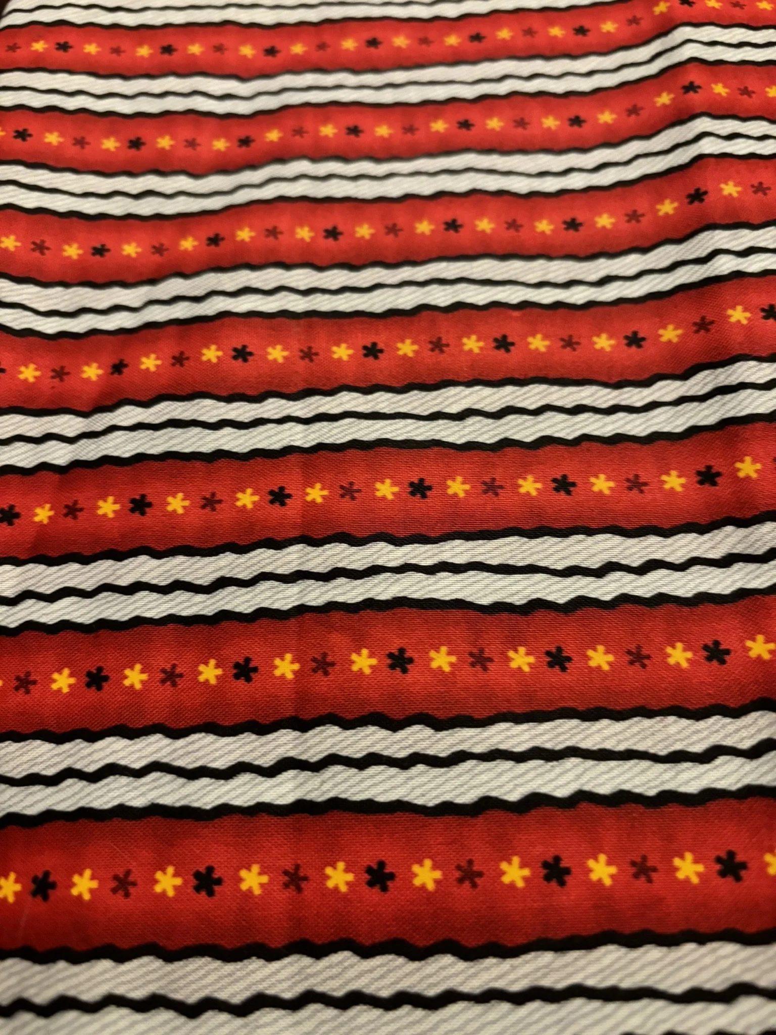 Red Black and Yellow Cotton Stripe