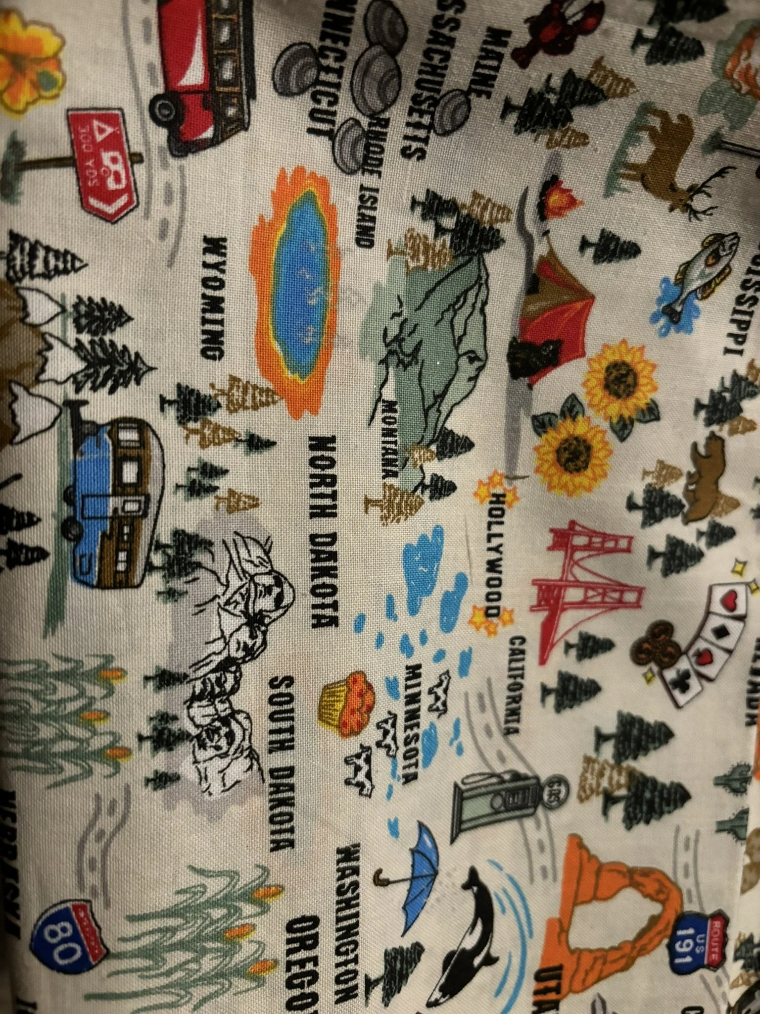 United States Cotton with States and Pictures