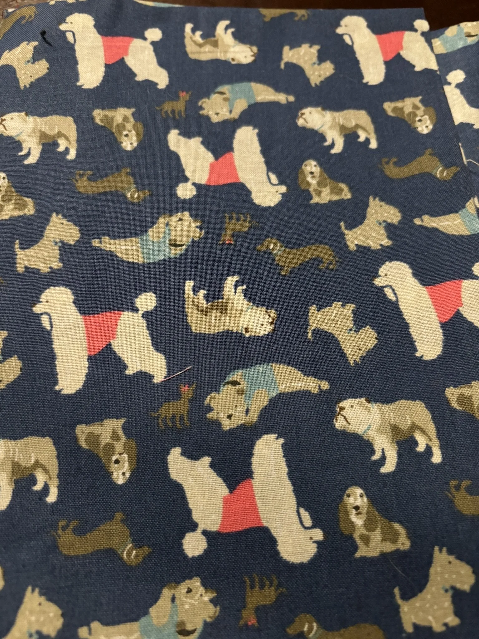 Multi Dogs on Navy Blue Cotton