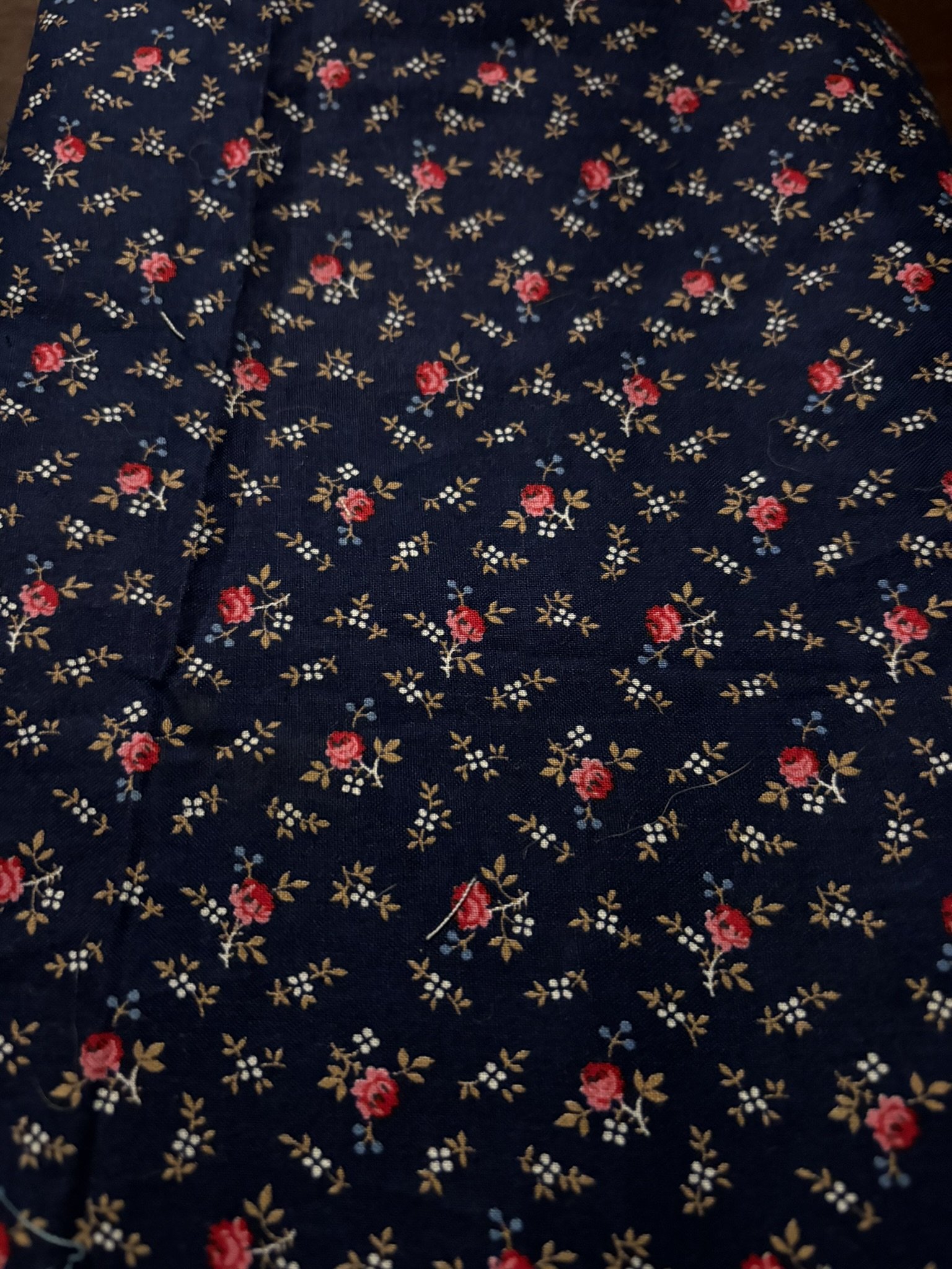 RETRO Pink Roses on Navy Blue Cotton