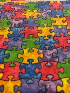 Autism Hearts and Puzzles Cotton
