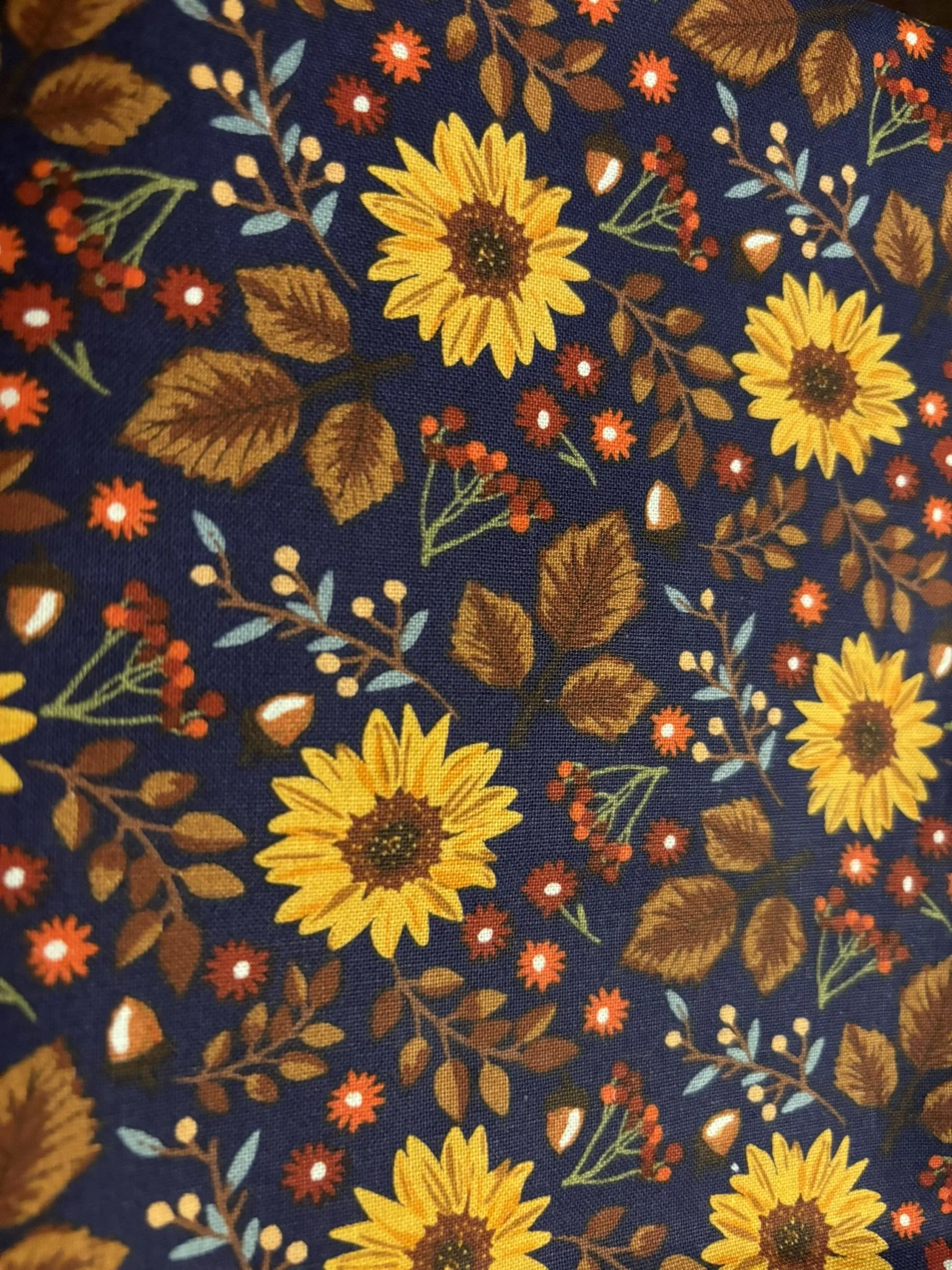 Sunflowers on a Fall Leaf Cotton