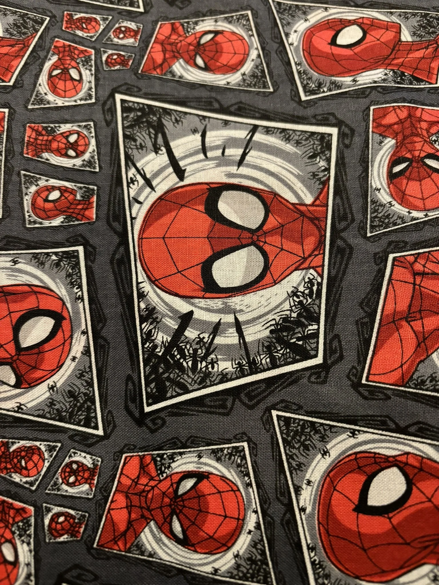 Spider Man on Gray Cotton
