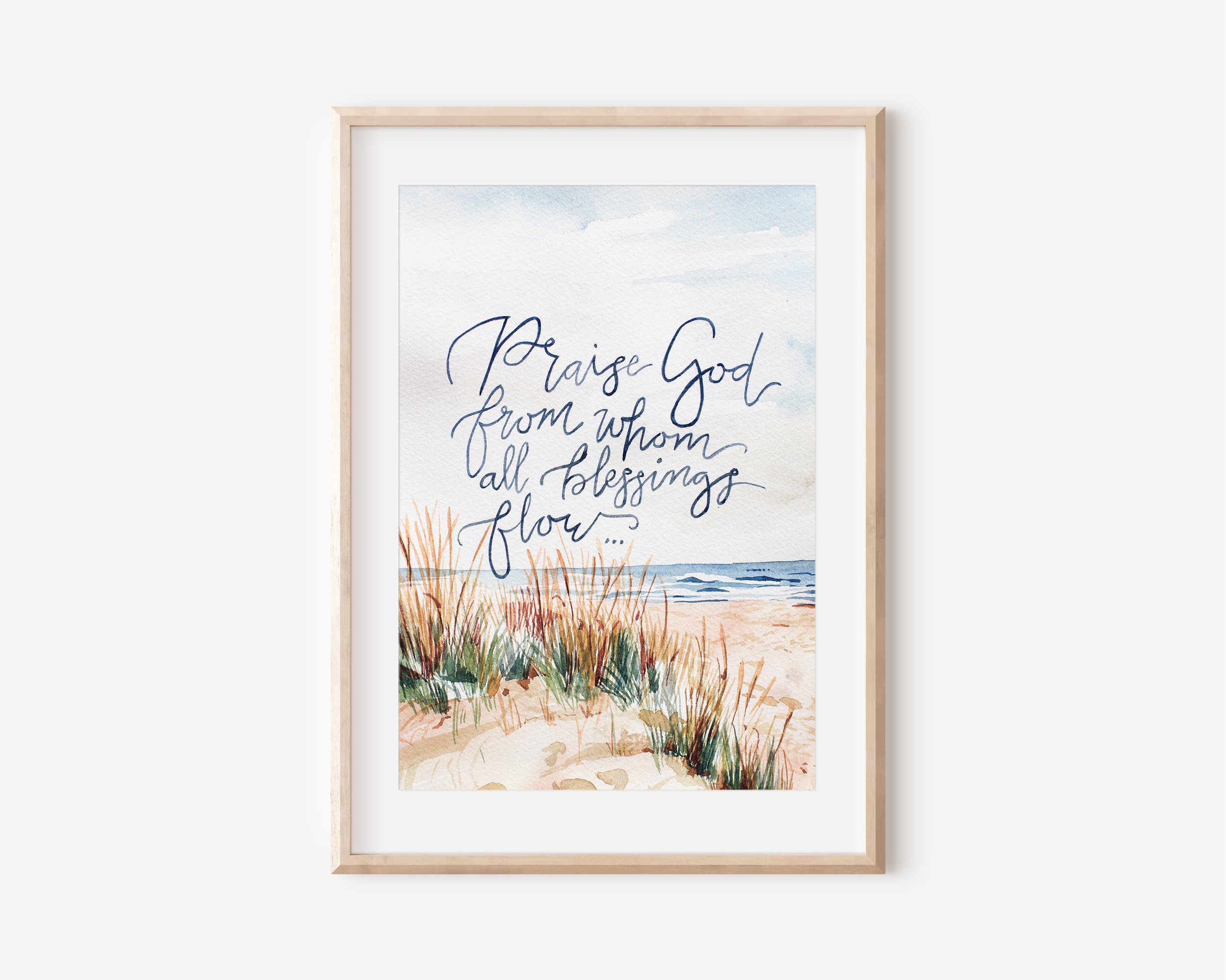 Watercolour hand-lettered doxology artwork by Kaye Redman