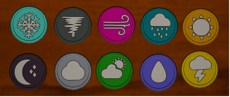Weather Tokens Created by Ellie Little
