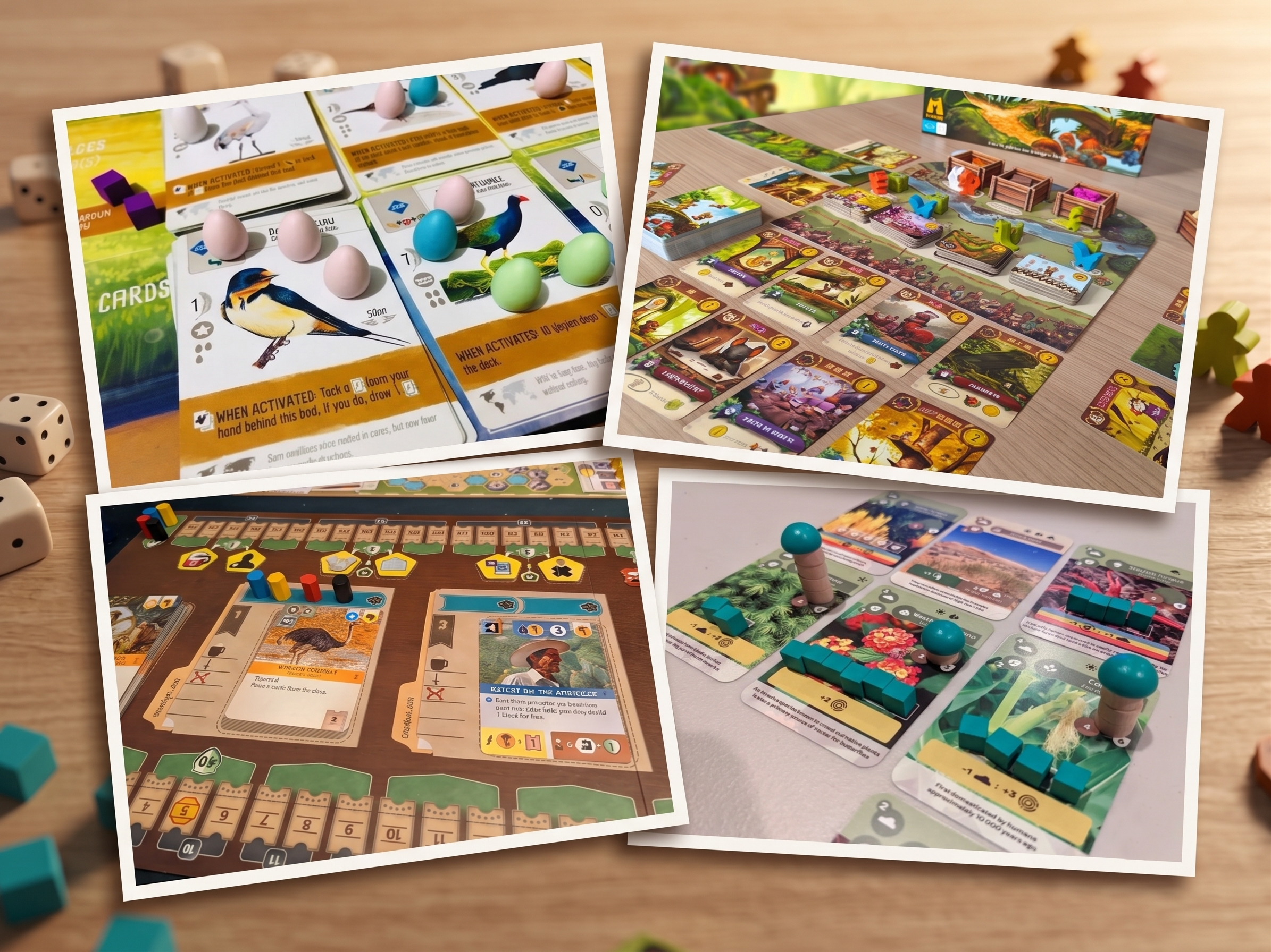 Image shows four boardgames with very similar designs