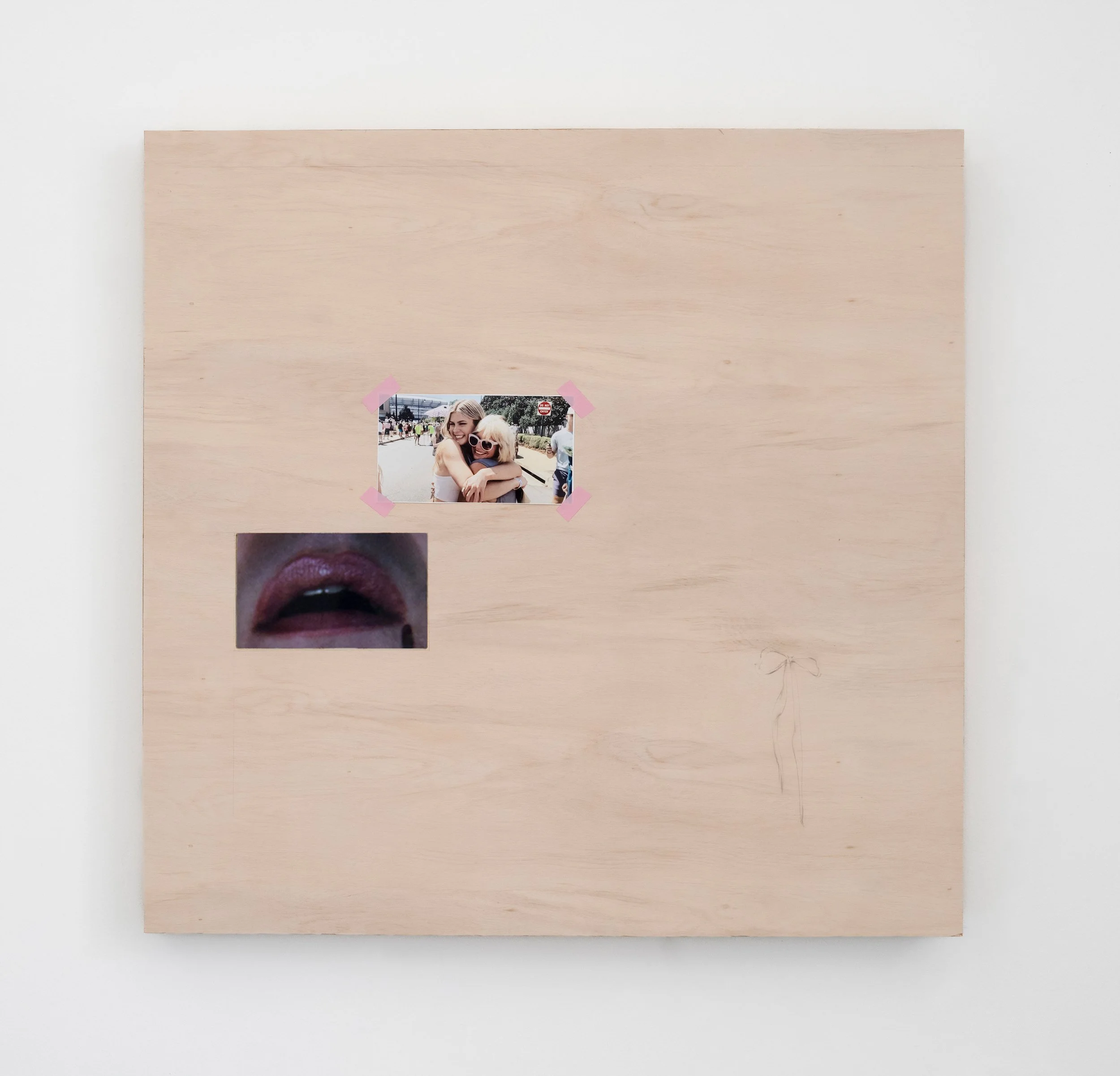 "Goodbye Horses". 2023. Birch plywood, inkjet print, electrical tape, graphite, embedded video screen. 36" x 36" x 3". Click image to view video documentation.