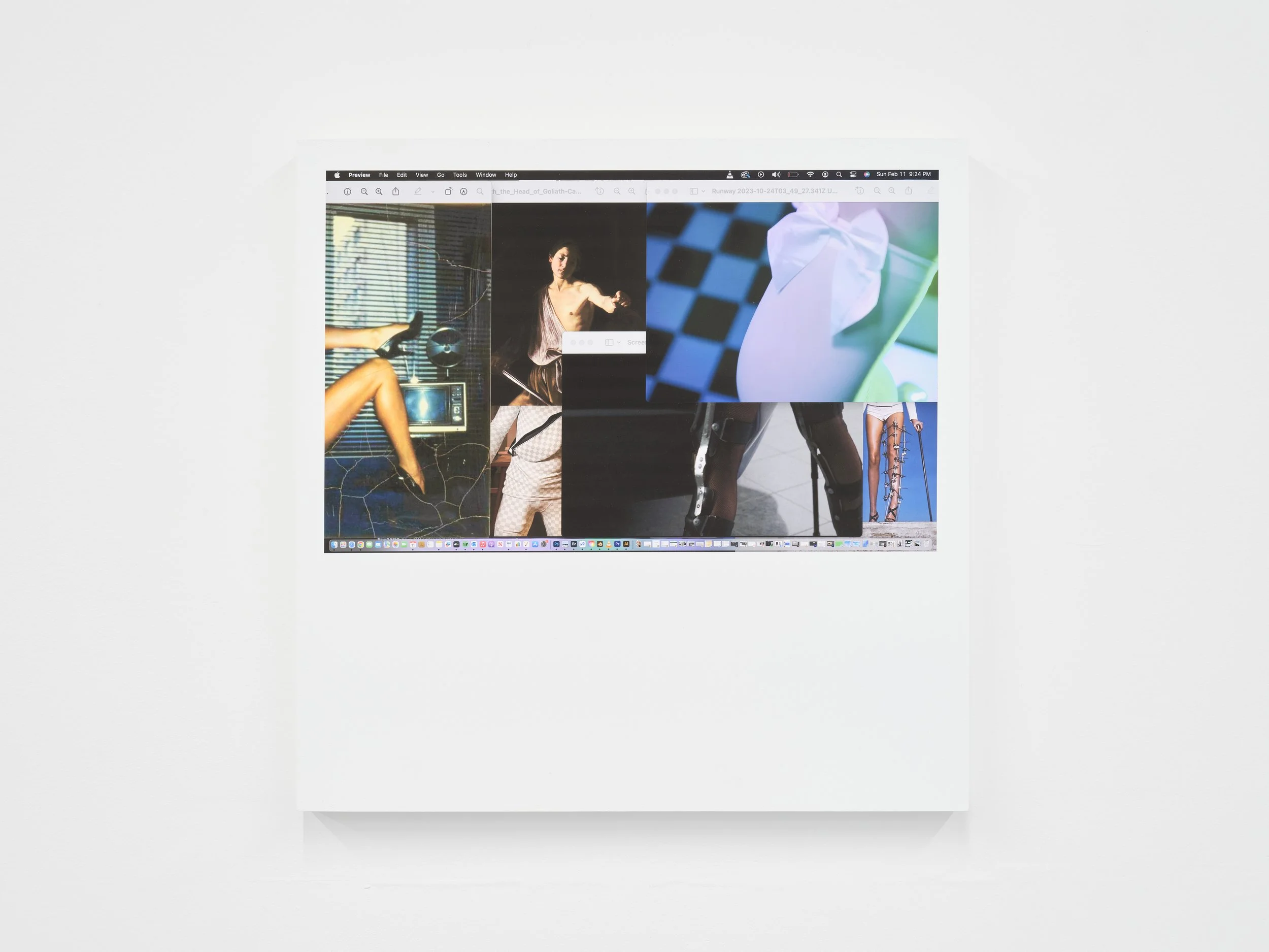 "Atlas #1". 2024. Screenshot collage on wood panel. 20" x 20".