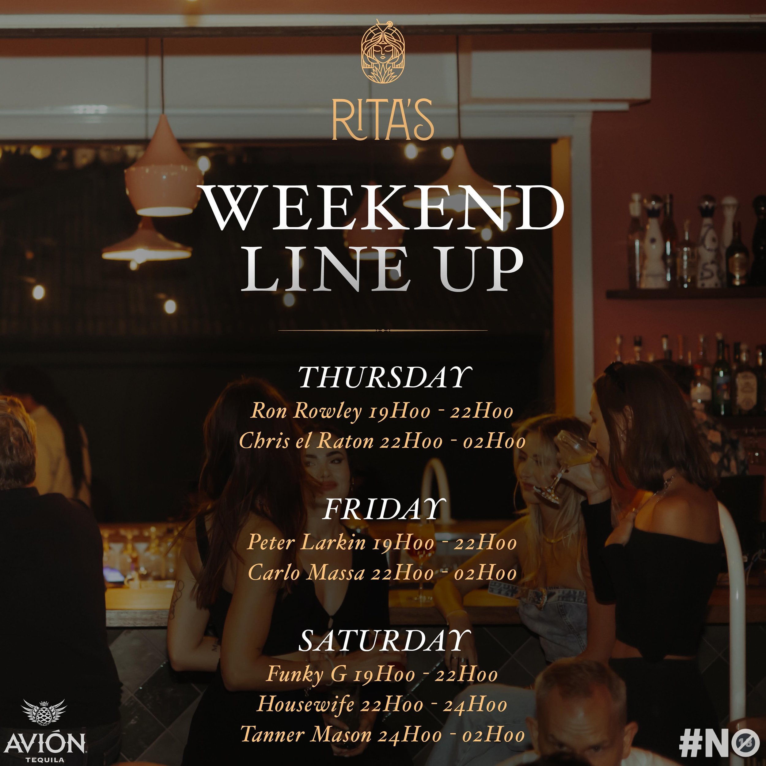 Your WEEKEND LINE UP✨THURSDAY to SATURDAY ⬇️🪩🍸

Thursday Featuring: 
@ronscones2_ @chriselraton 

Friday Featuring: 
19H00 @peterlarkinsa 
22H00 @carlomassadj 

Saturday Featuring: 
From 19H00  @funkyg_za @notyouraverage_housewife @tanner_mason_sam