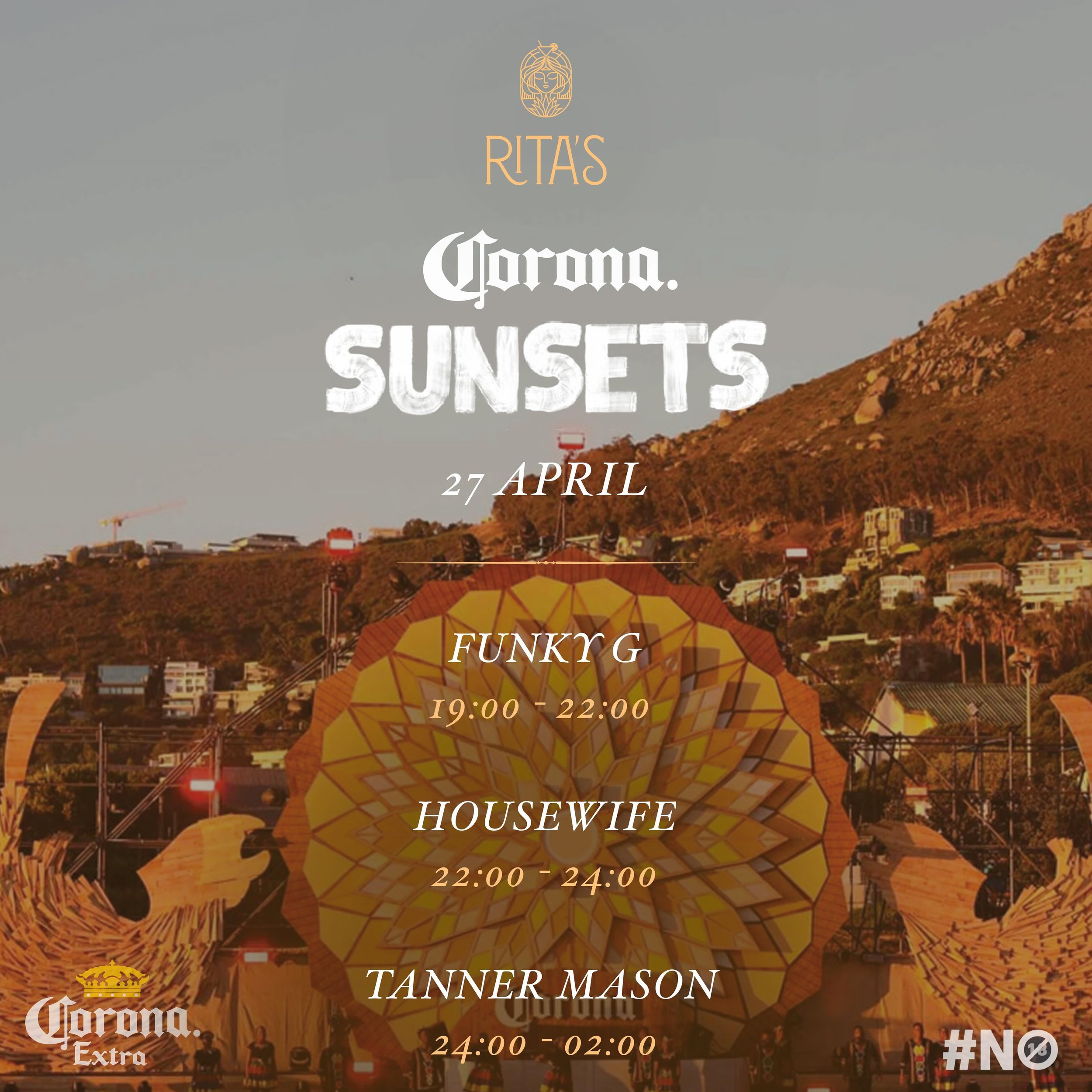 This Saturday the 27th of April we are bringing you the next Corona Sunsets Series in the city with another groovy DJ Line up from 7pm 🫶🏽🔥🍹

Featuring 
@funkyg_za 
@notyouraverage_housewife 
@tanner_mason_samusic 

Join us as we celebrate from su
