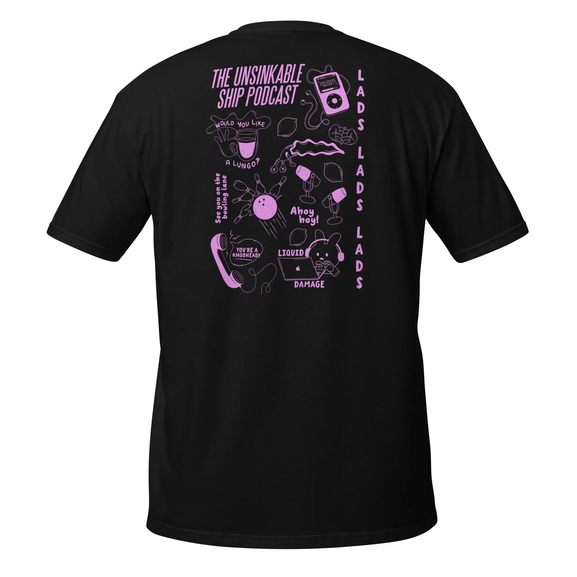 LADS LADS LADS - PINK Print - Black and White Tee