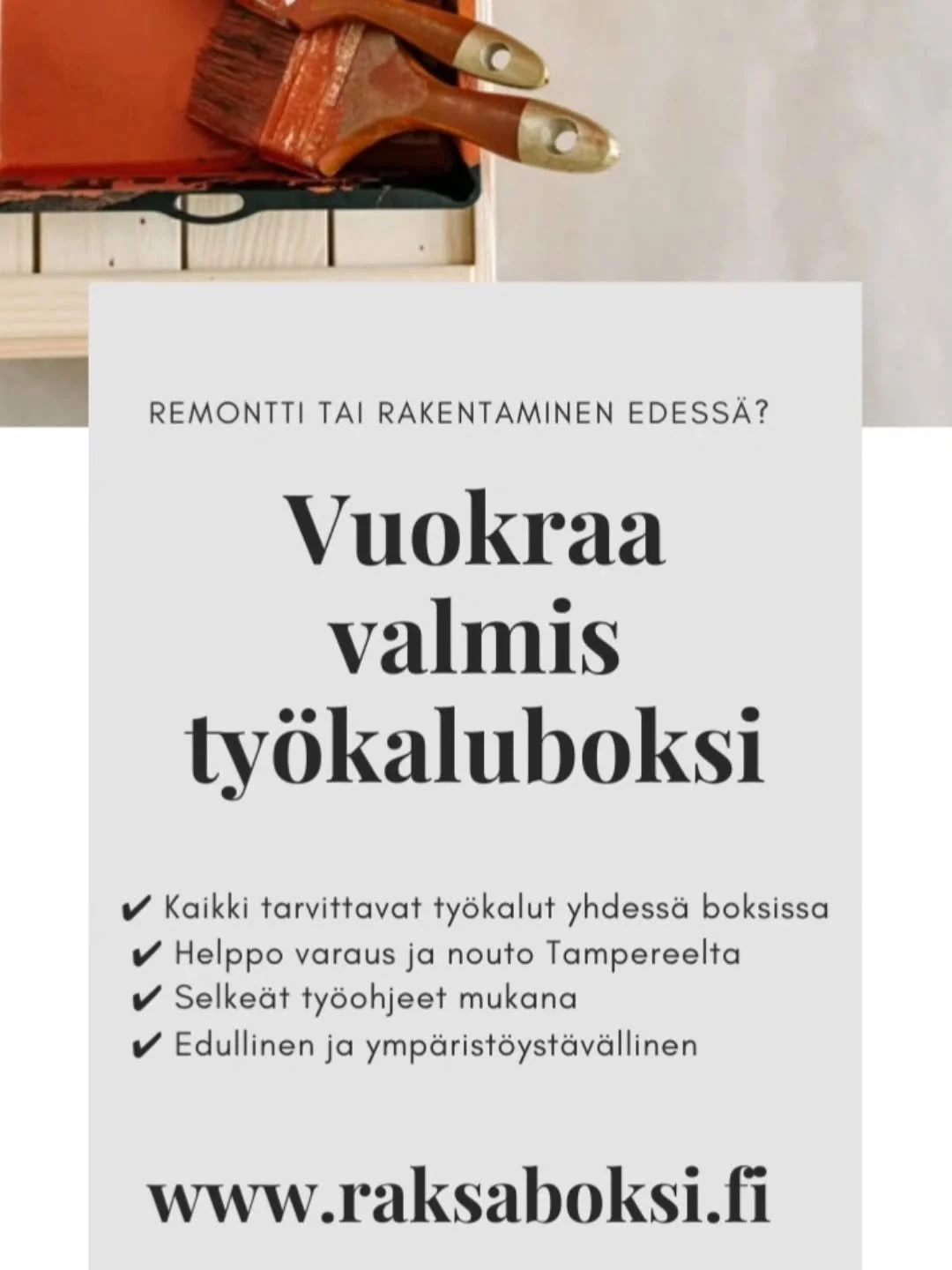 Oletko tiennyt, että työkalut remppaan ja raksaan voisi myös vuokrata? ✨️
