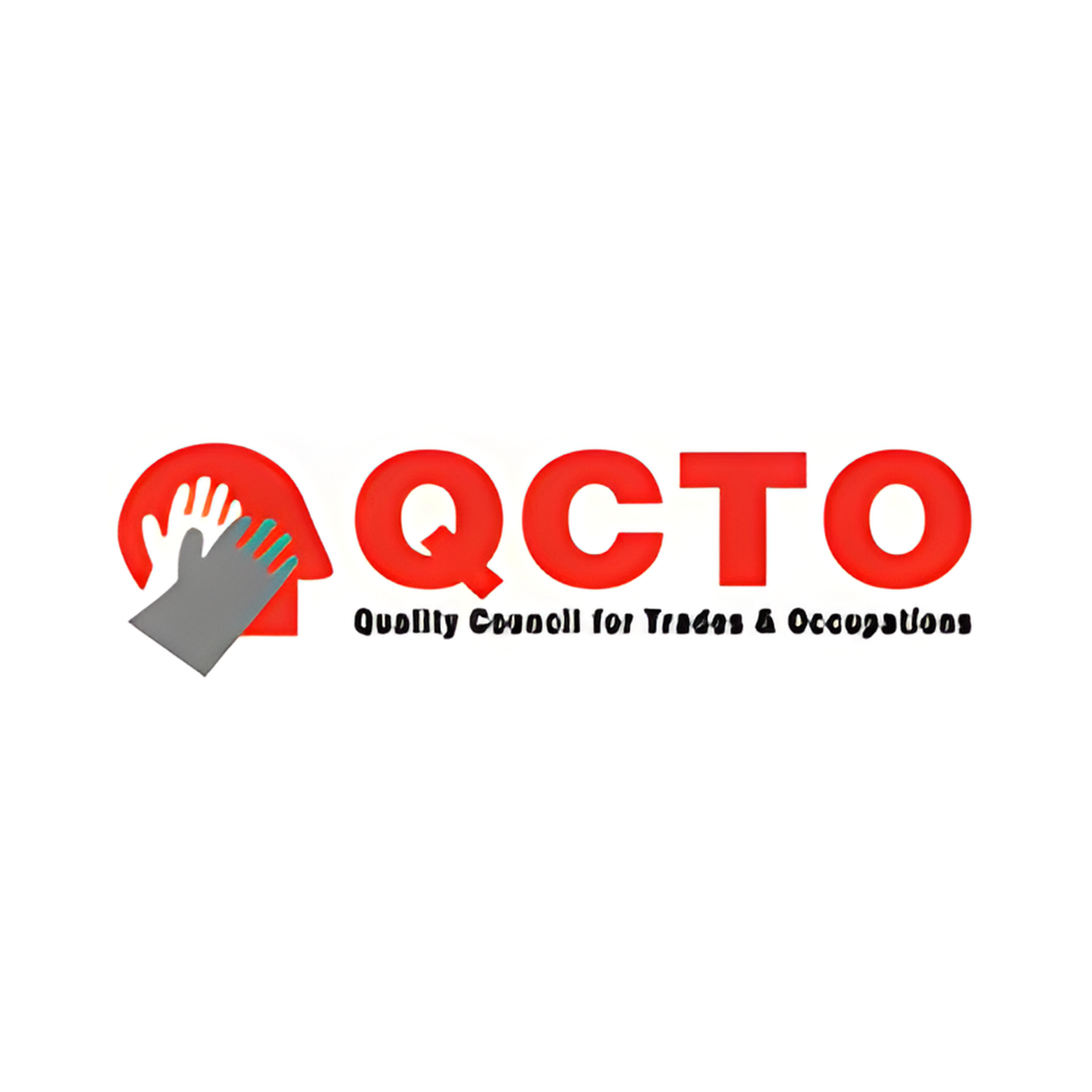 Logo with red letters spelling QCTO, with a graphic of two hands high-fiving over a red circle, and the phrase 'Quality Control for Traders & Occupants' underneath.