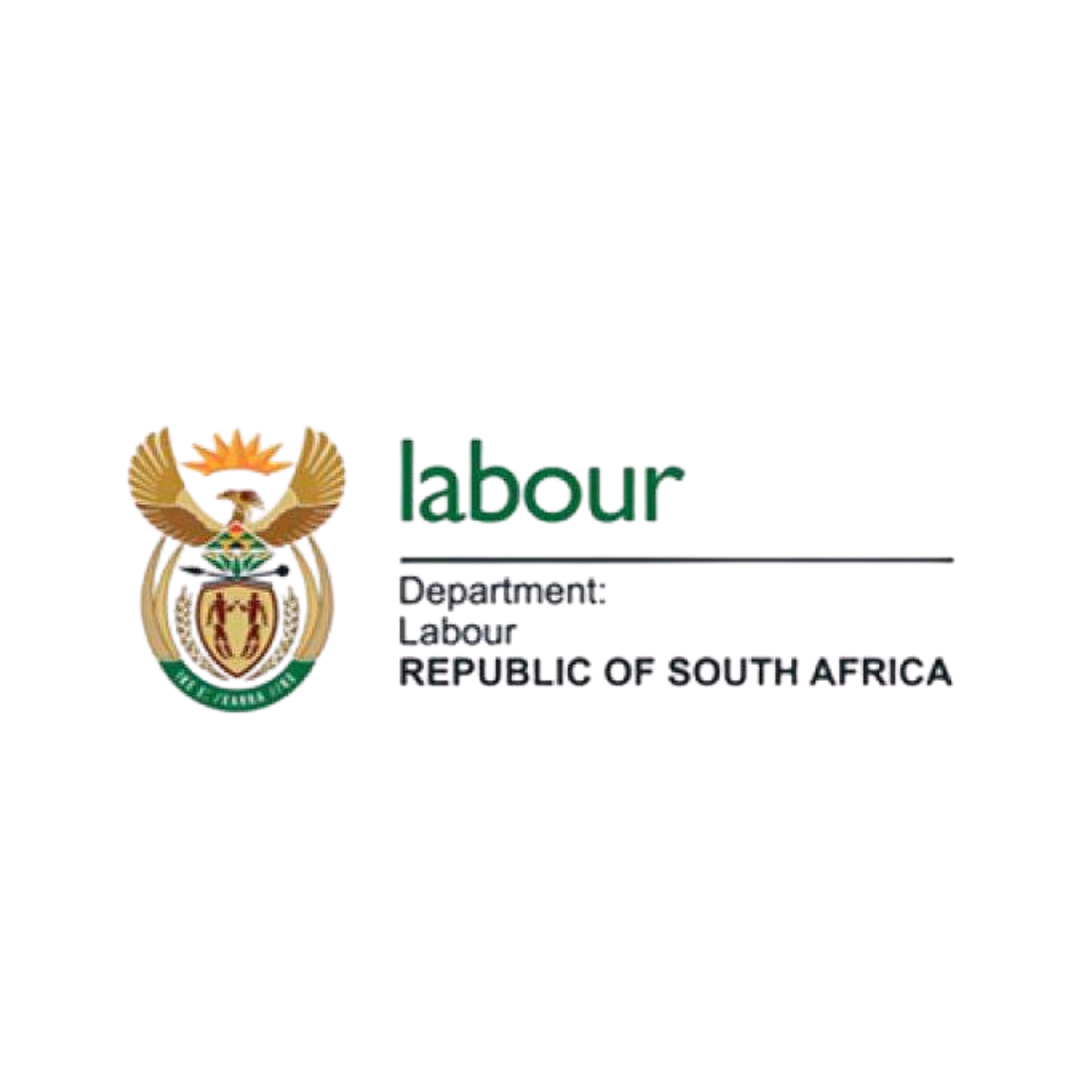Official emblem of the South African Department of Labour, featuring a shield, a spear, and a bird, with the text 'labour' and 'Department: Labour, REPUBLIC OF SOUTH AFRICA'.