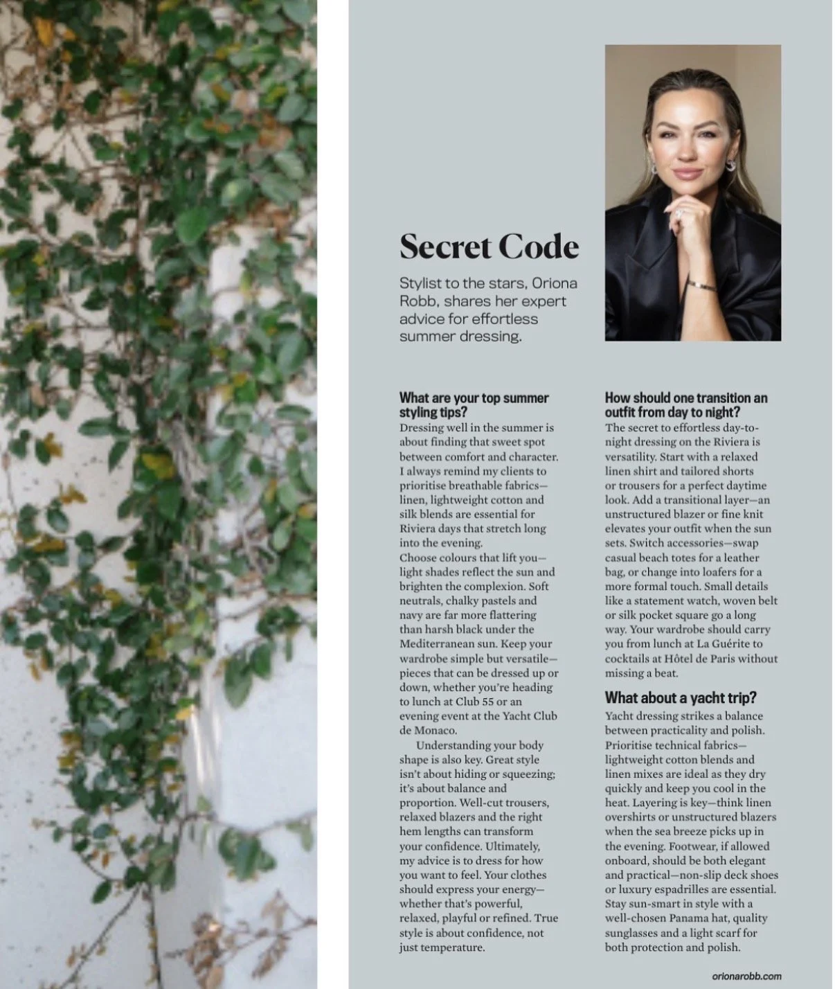 Image from an editorial project with styling contribution by Oriona Robb.