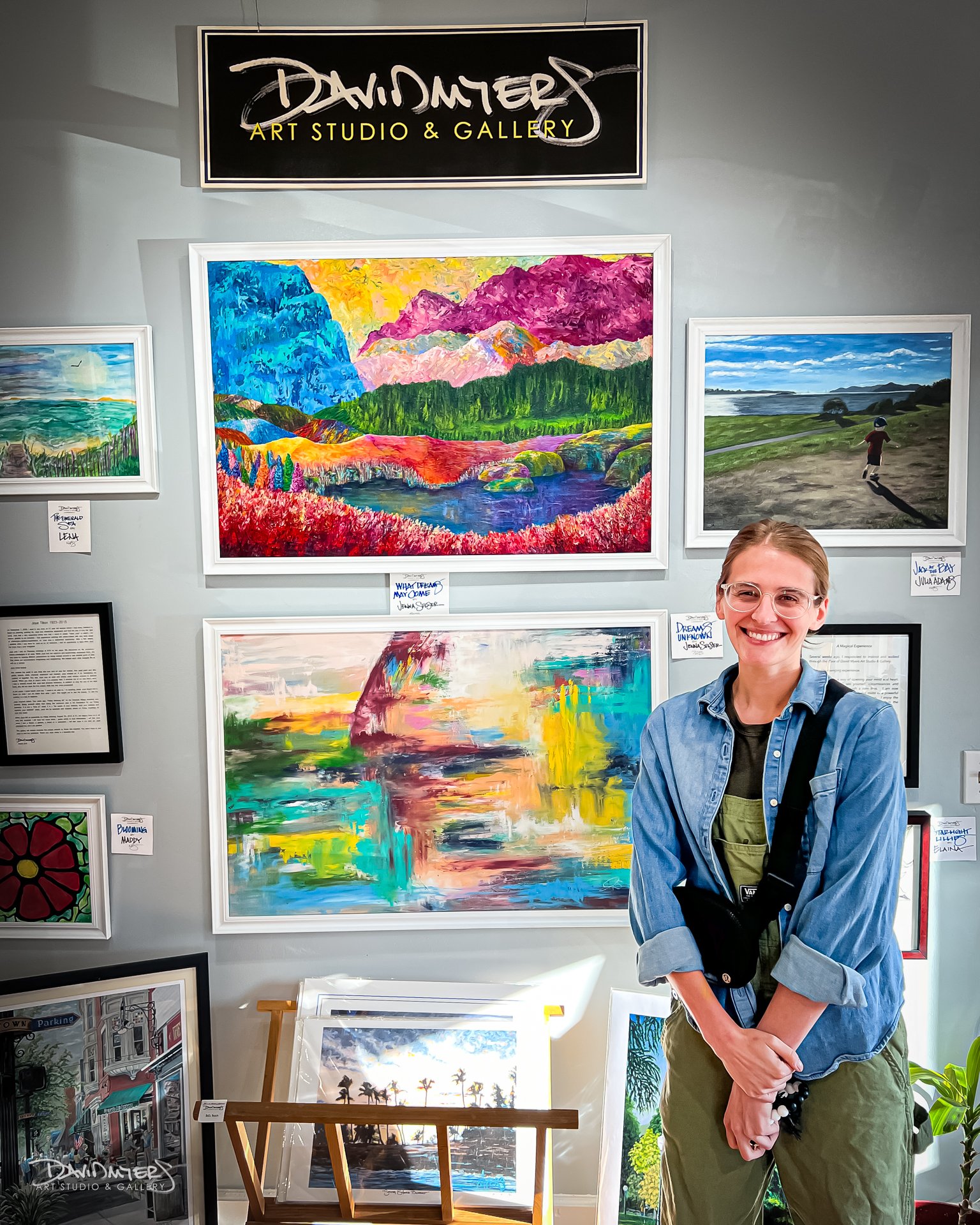 &quot;Don't let your dreams be dreams.&quot; -Jack Johnson

Studio Artist Jenna Sulser with her two new original paintings, &ldquo;What Dreams may Come&rdquo; and &ldquo;Dreams Unknown&rdquo;. Both are displayed at the gallery, available and ready to