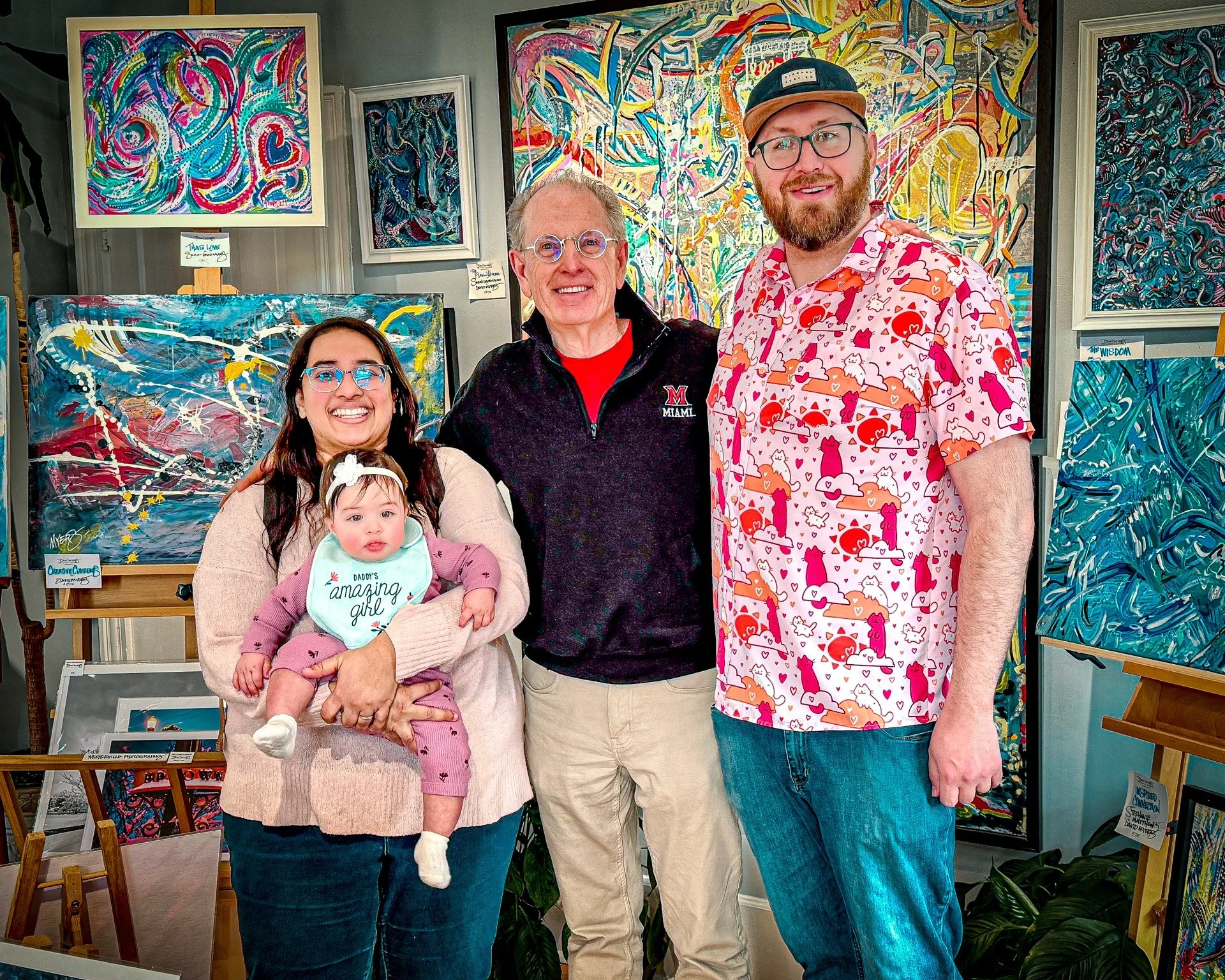 A very special visitor to the gallery! ✨

Thea made her very first visit, joining studio artist Spencer and Satya for a day filled with color, creativity, and connection. We loved sharing the space, the art, and the joy of the studio together. Moment