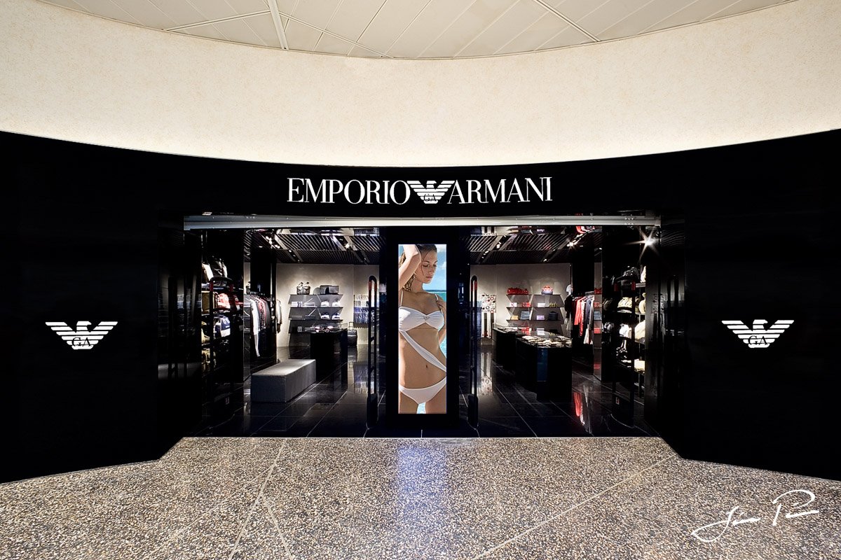 Emporio Armani store at Malpenza airport, Italy