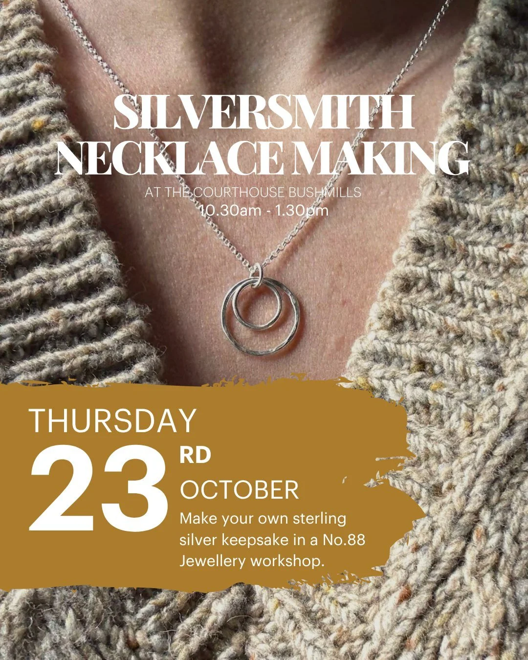 Enjoy a cosy creative escape with a silversmithing workshop led by Amy from No.88 Jewellery. 

Handcraft your own sterling silver necklace keepsake &mdash; a perfect outing with friends or a meaningful treat for yourself.

🔗 Book your place today - 