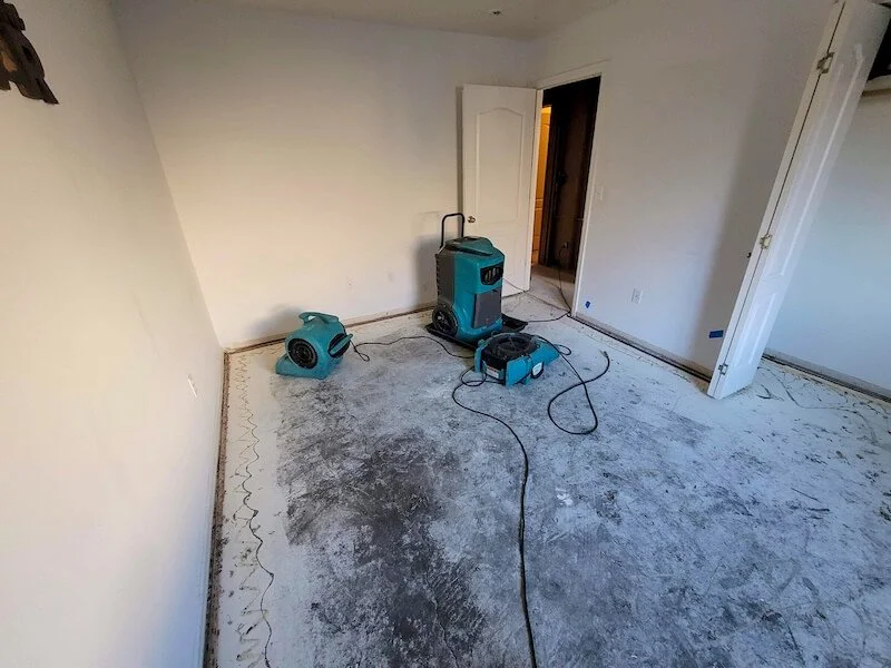 Using dryers to dry mold-covered subfloor