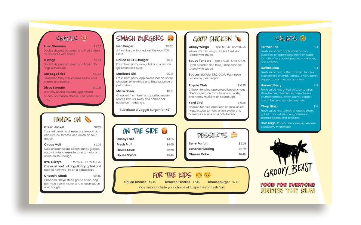 Groovy Beast -Menu Design