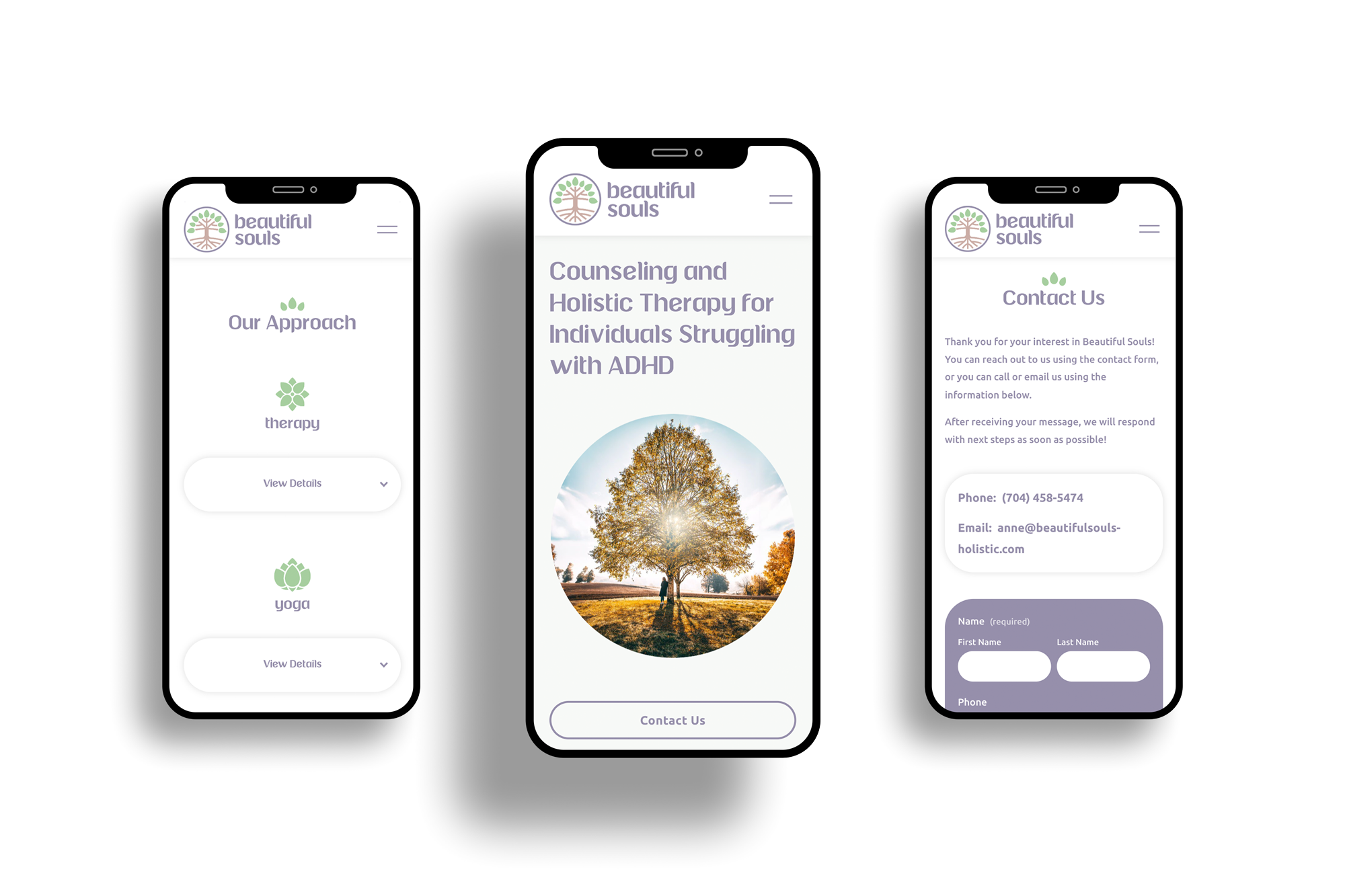 Beautiful Souls Website - Mobile Mockup