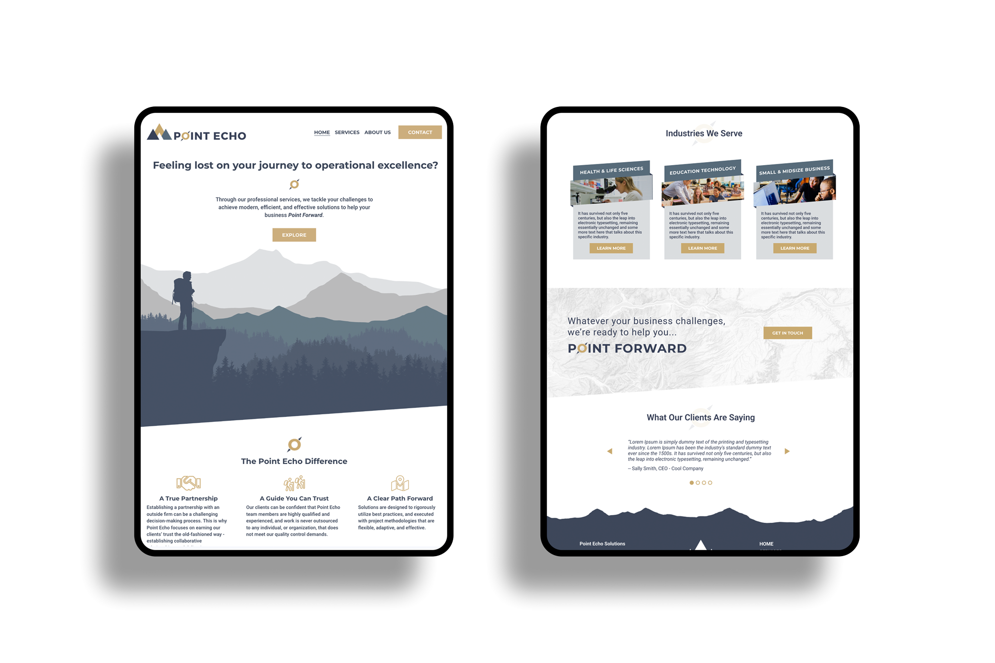 Point Echo Website Mockup - Tablets