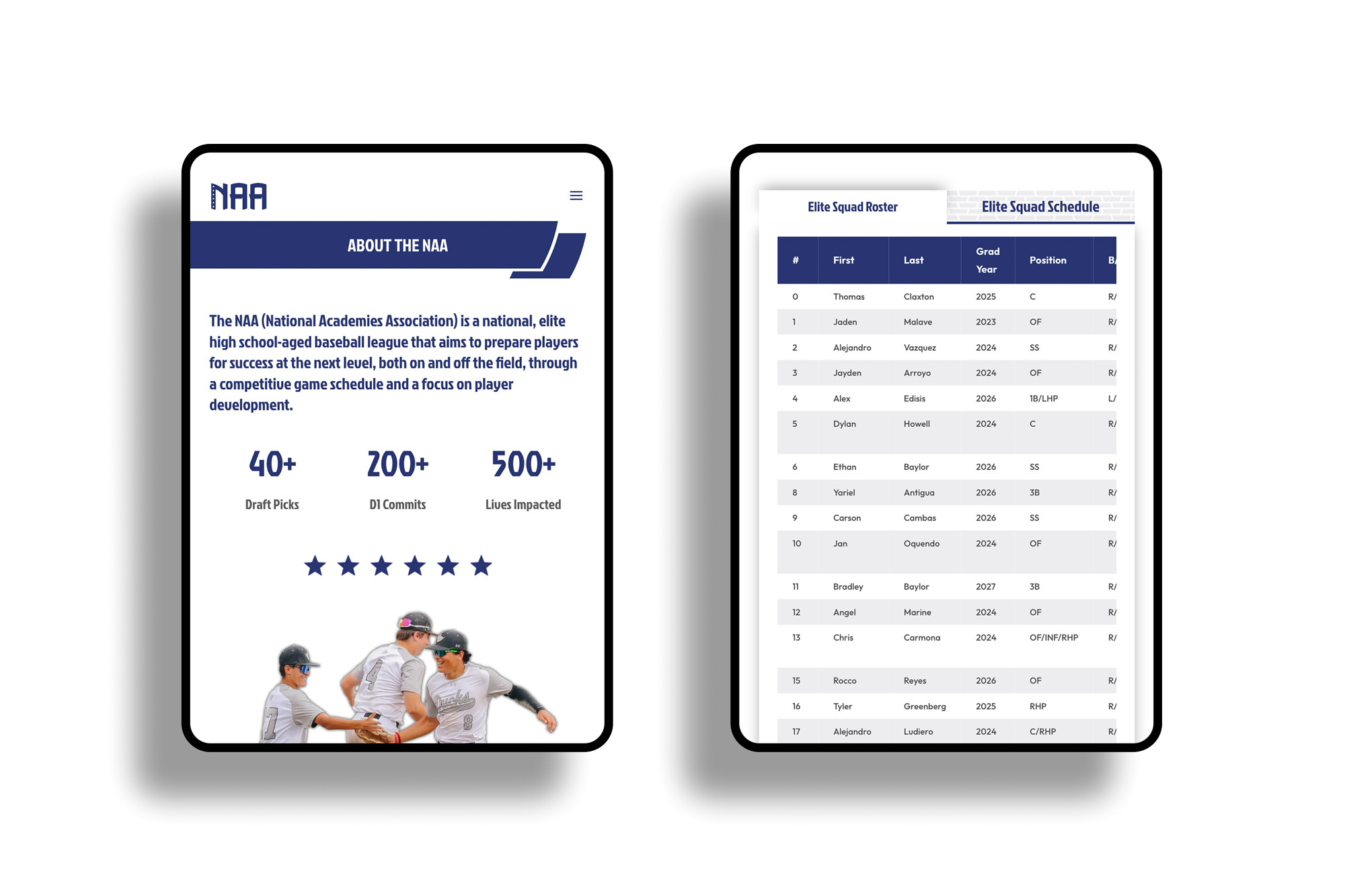 NAA Website Mockup - Tablets