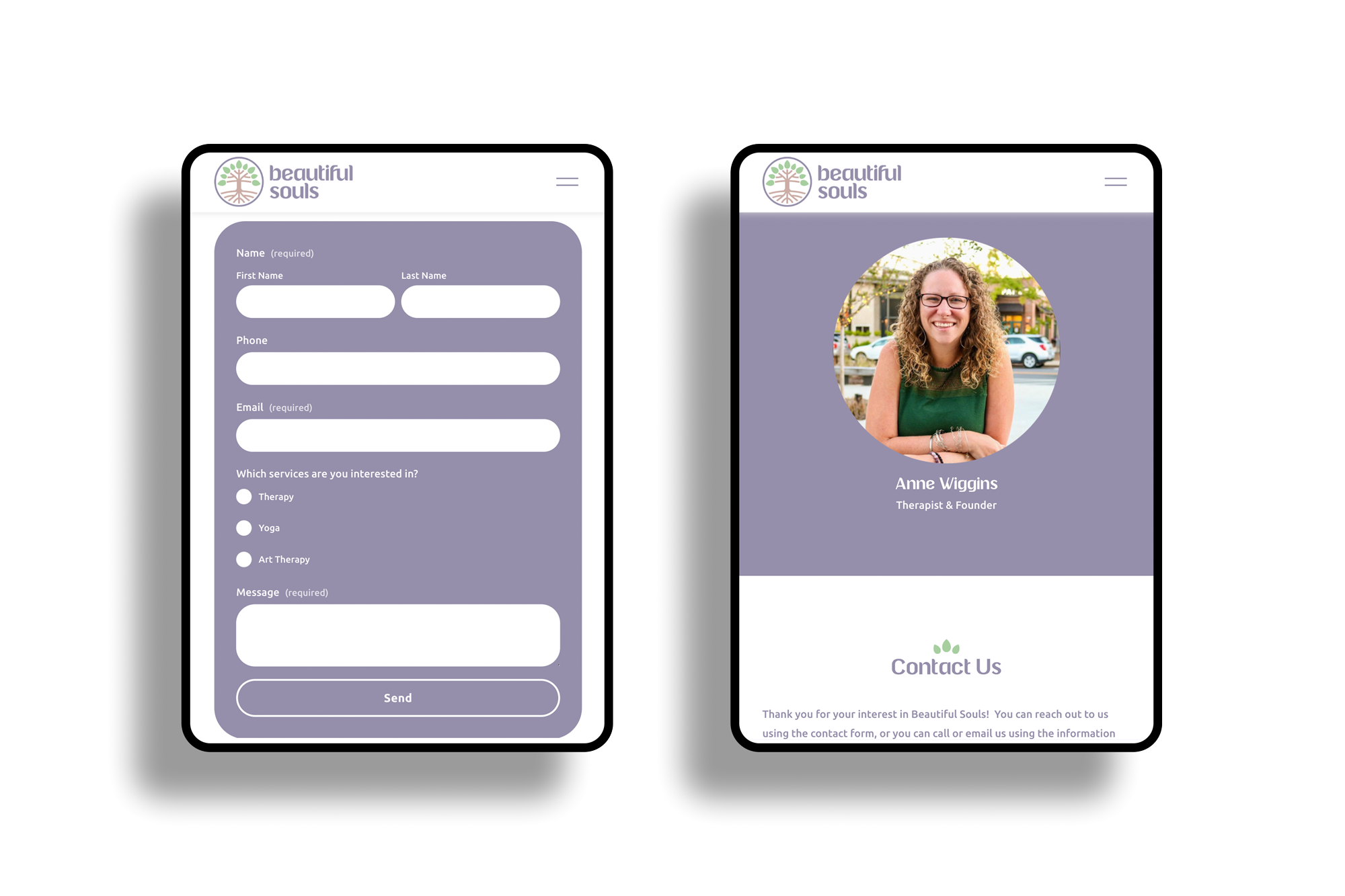 Beautiful Souls Website - Tablets Mockup
