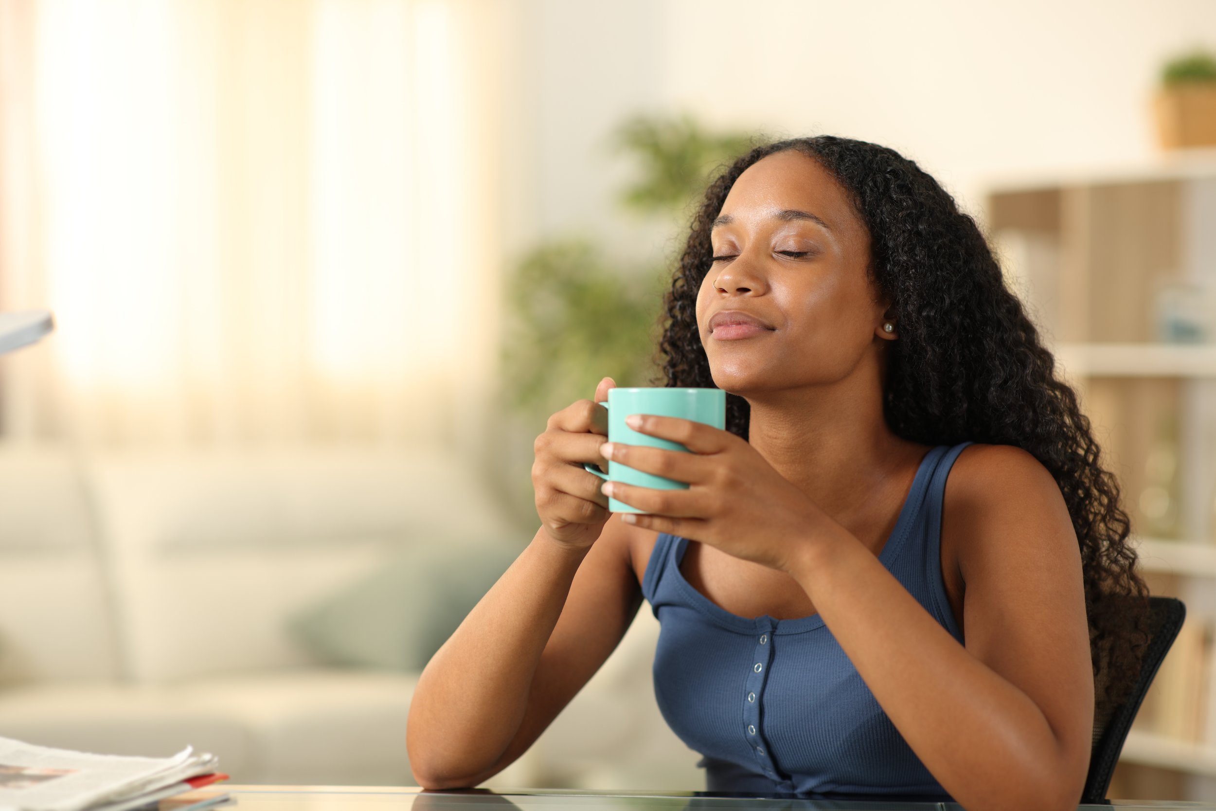 woman sipping water