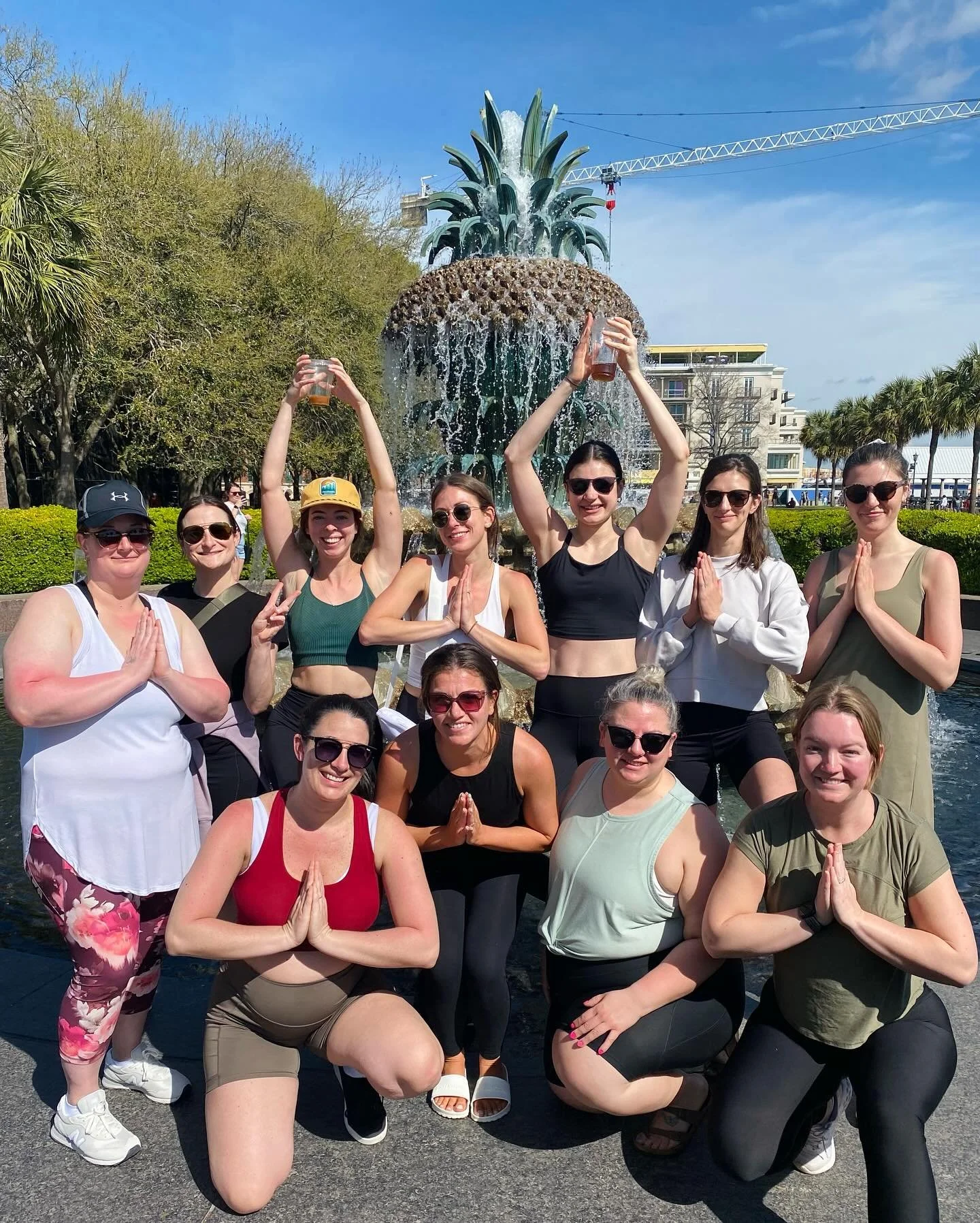 Private yoga session in a Charleston park