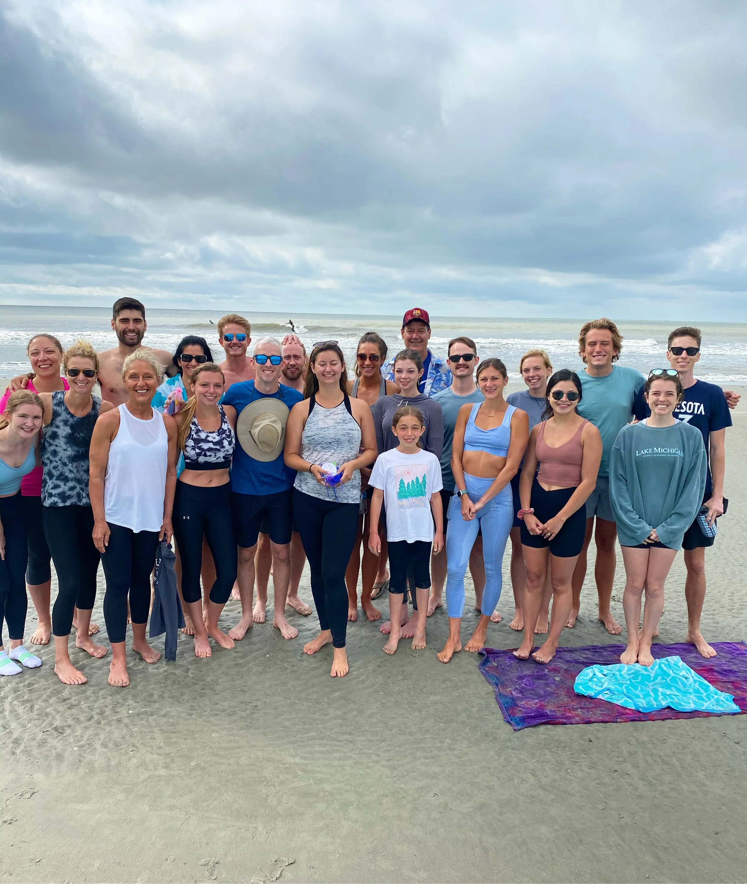 Wedding Yoga enjoying a private beach yoga session on Folly Beach near Charleston South Carolina